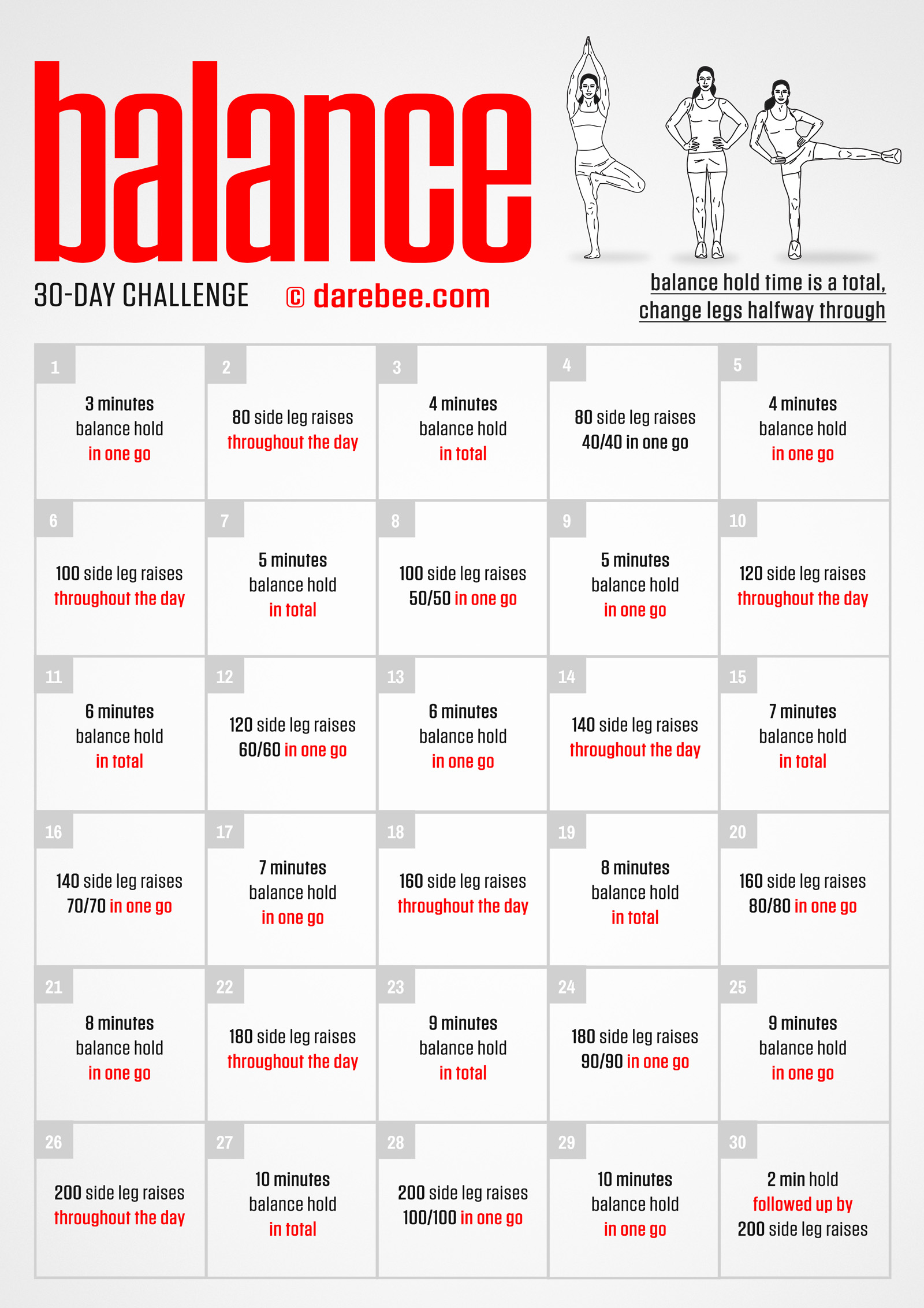 Balance Challenge - fitness challenge card