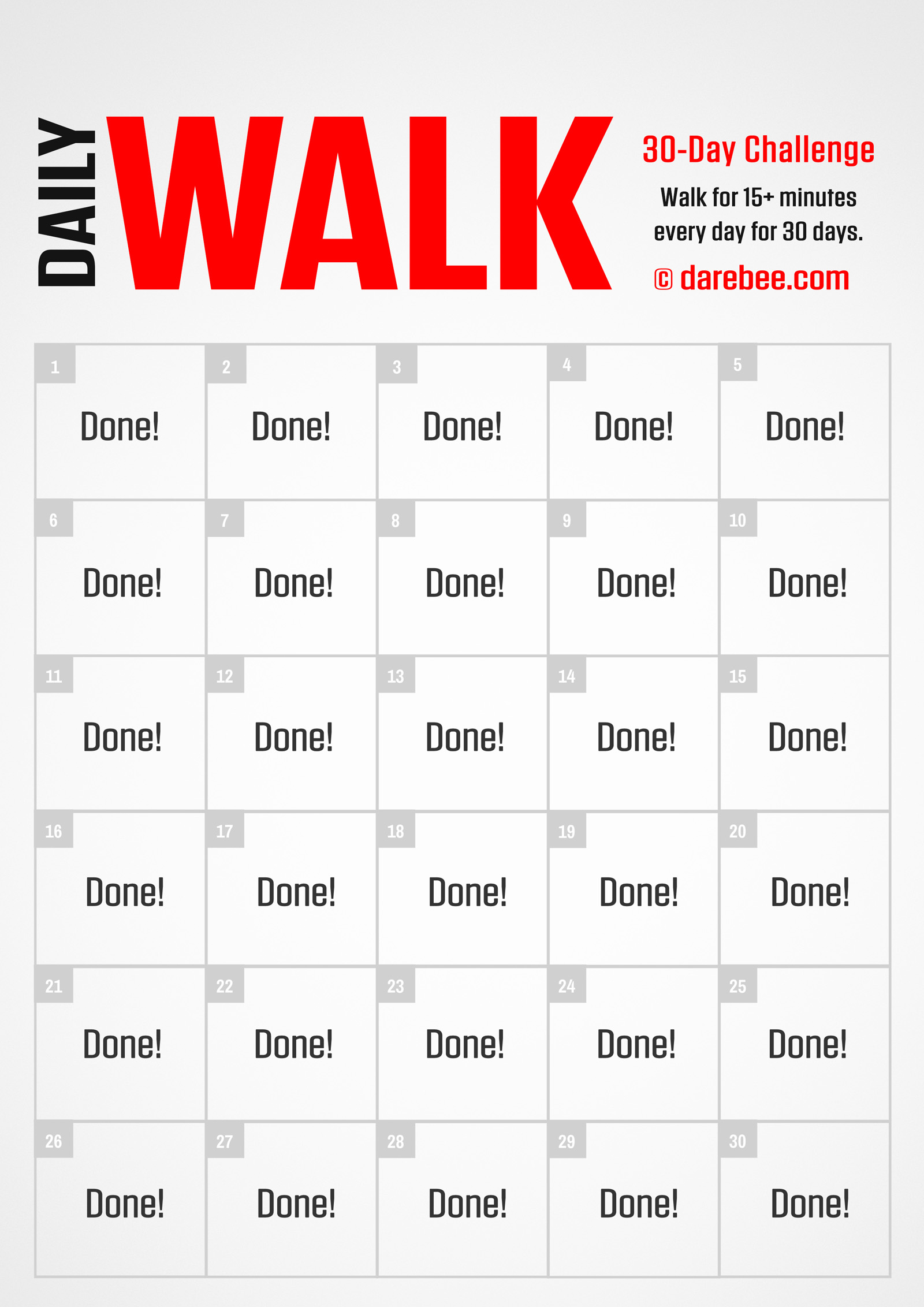 Daily Walk Challenge - fitness challenge card
