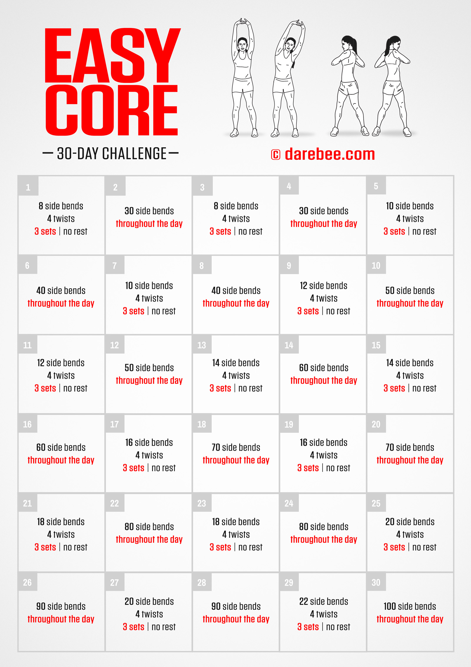 Easy Core Challenge - fitness challenge card