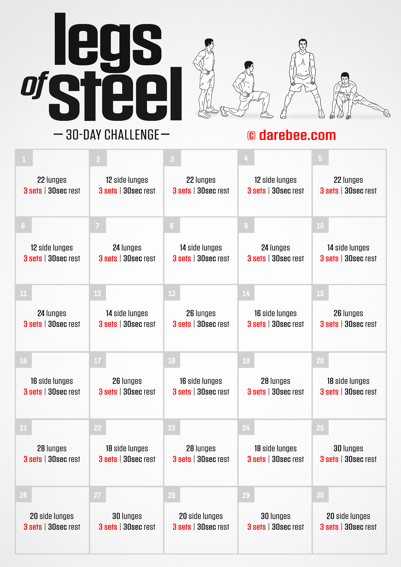 Legs of Steel Challenge - fitness challenge card