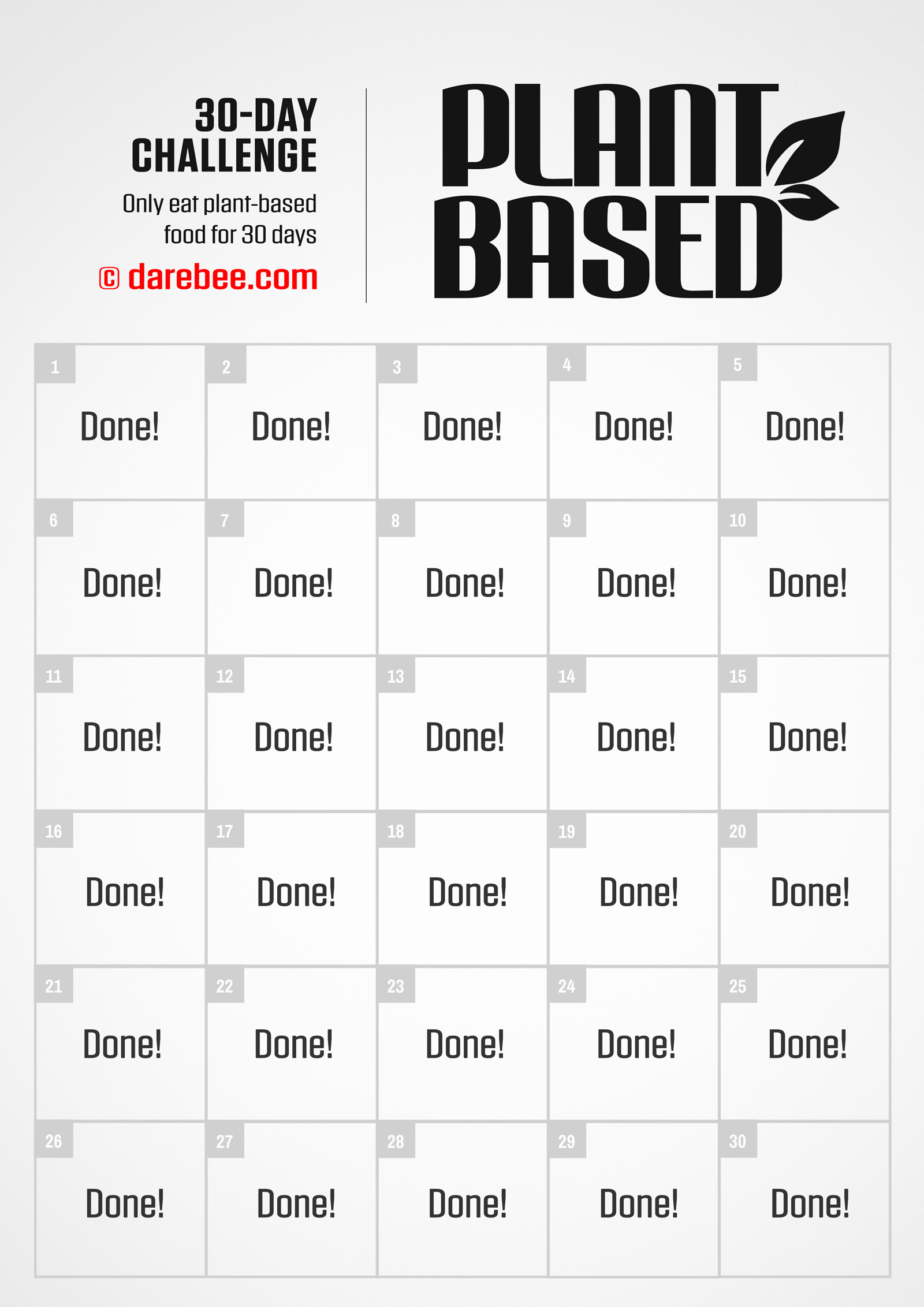 Plant Based Challenge - fitness challenge card