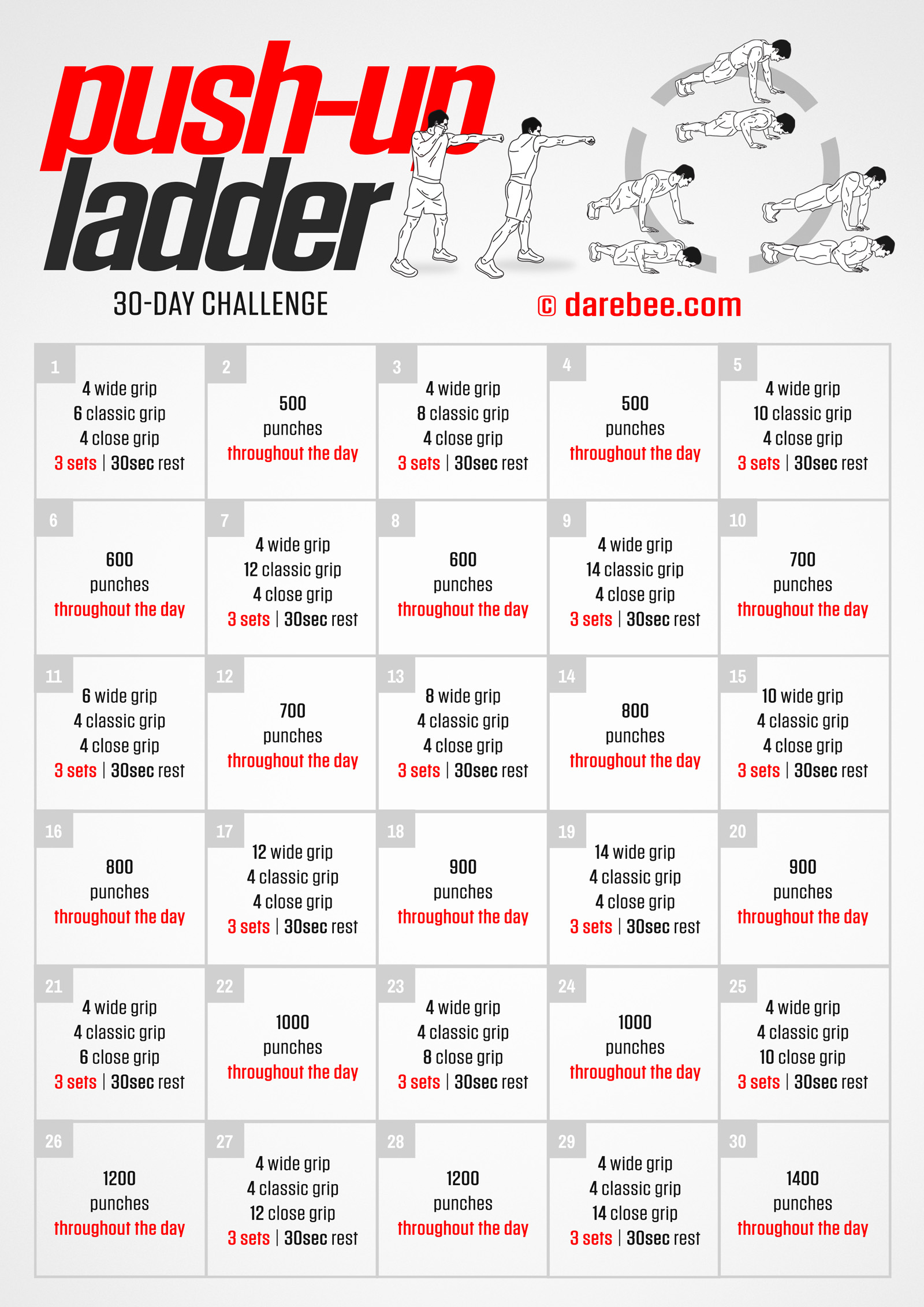 Push-Up Ladder Challenge - fitness challenge card