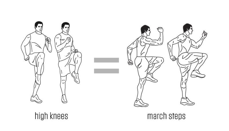 Cardio modifications - march steps and step jacks