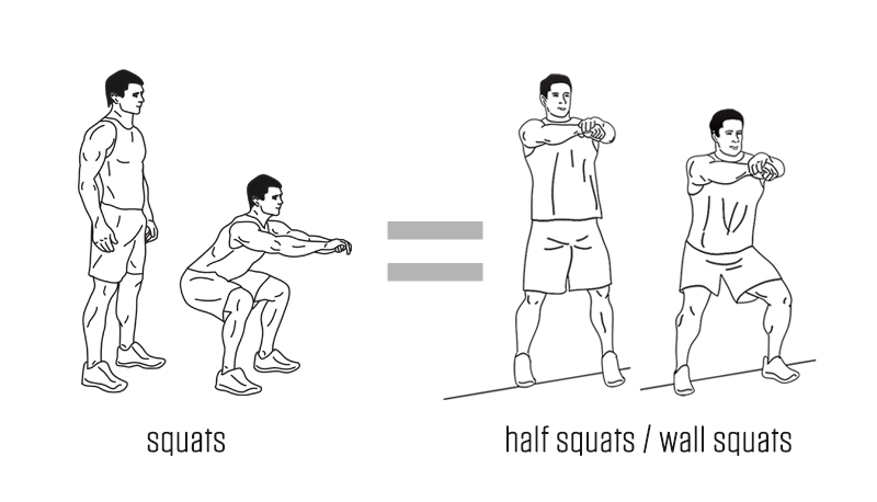 Squat modifications - wall squats and floor taps