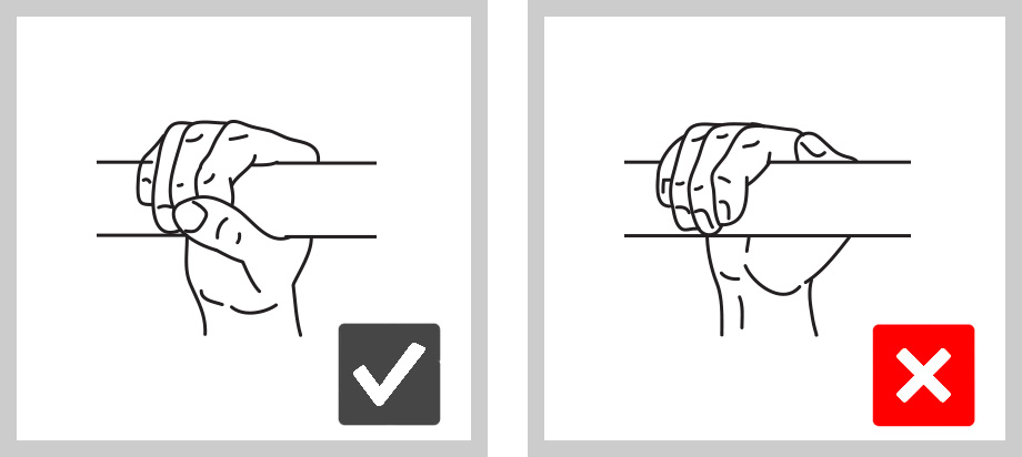 Pull-up grip - thumb wrapped around the bar versus thumbless grip