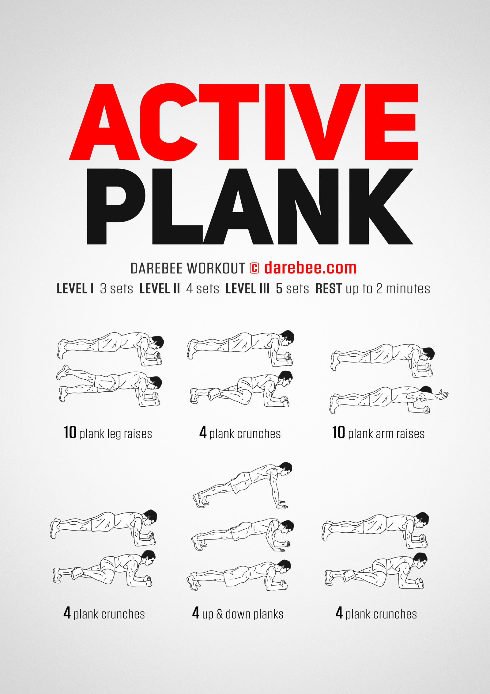 Active Plank Workout - complete workout card with exercises and reps