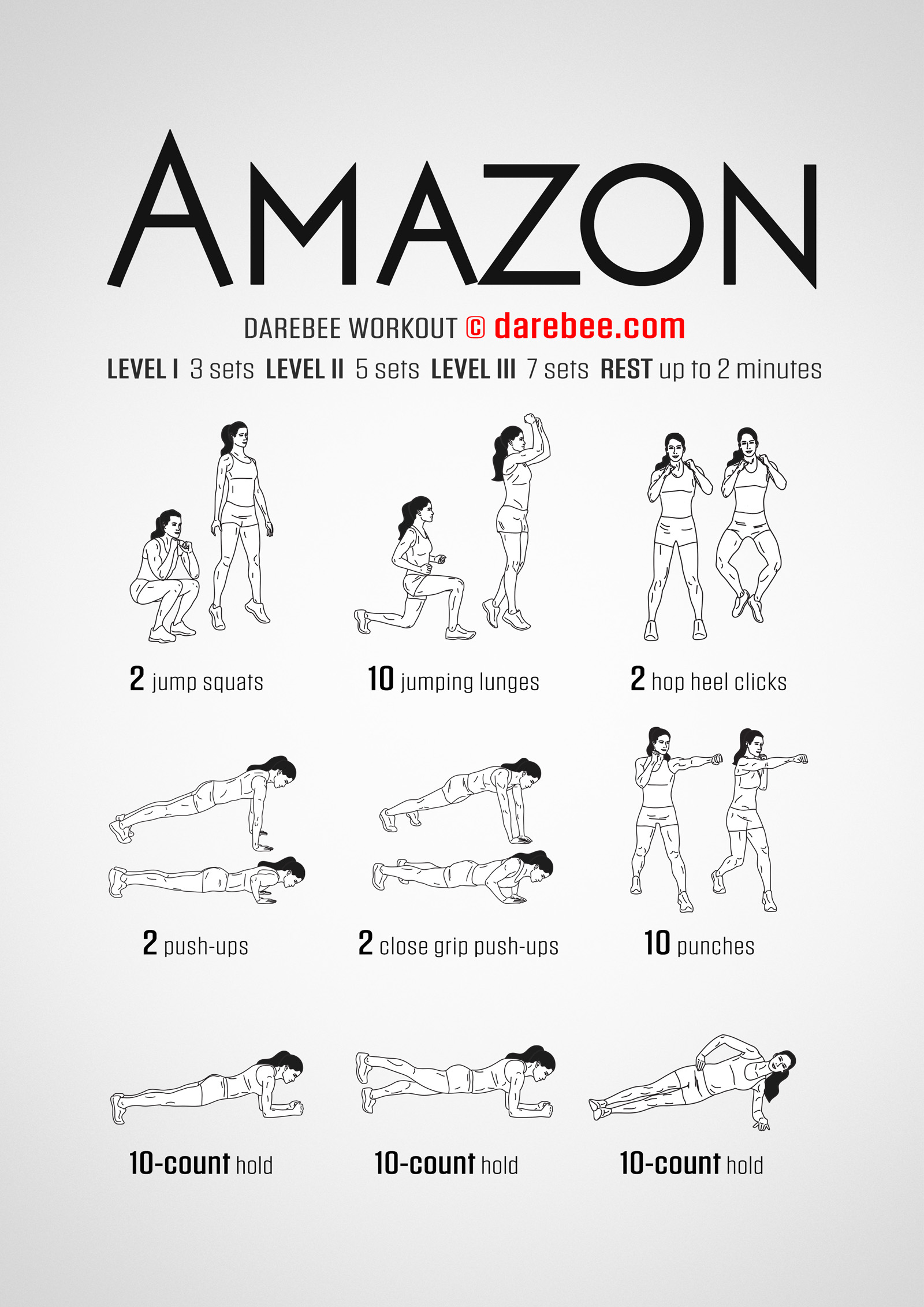 Amazon Workout - complete workout card with exercises and reps