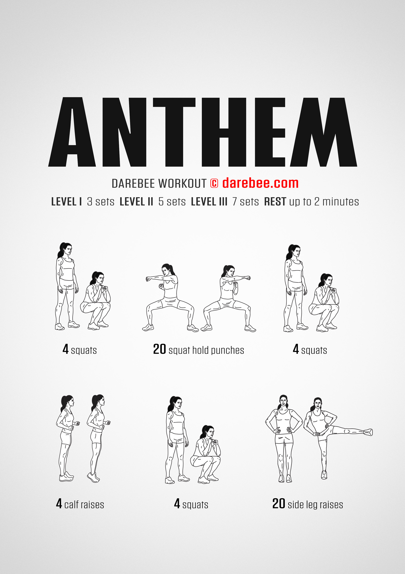 Anthem Workout - complete workout card with exercises and reps