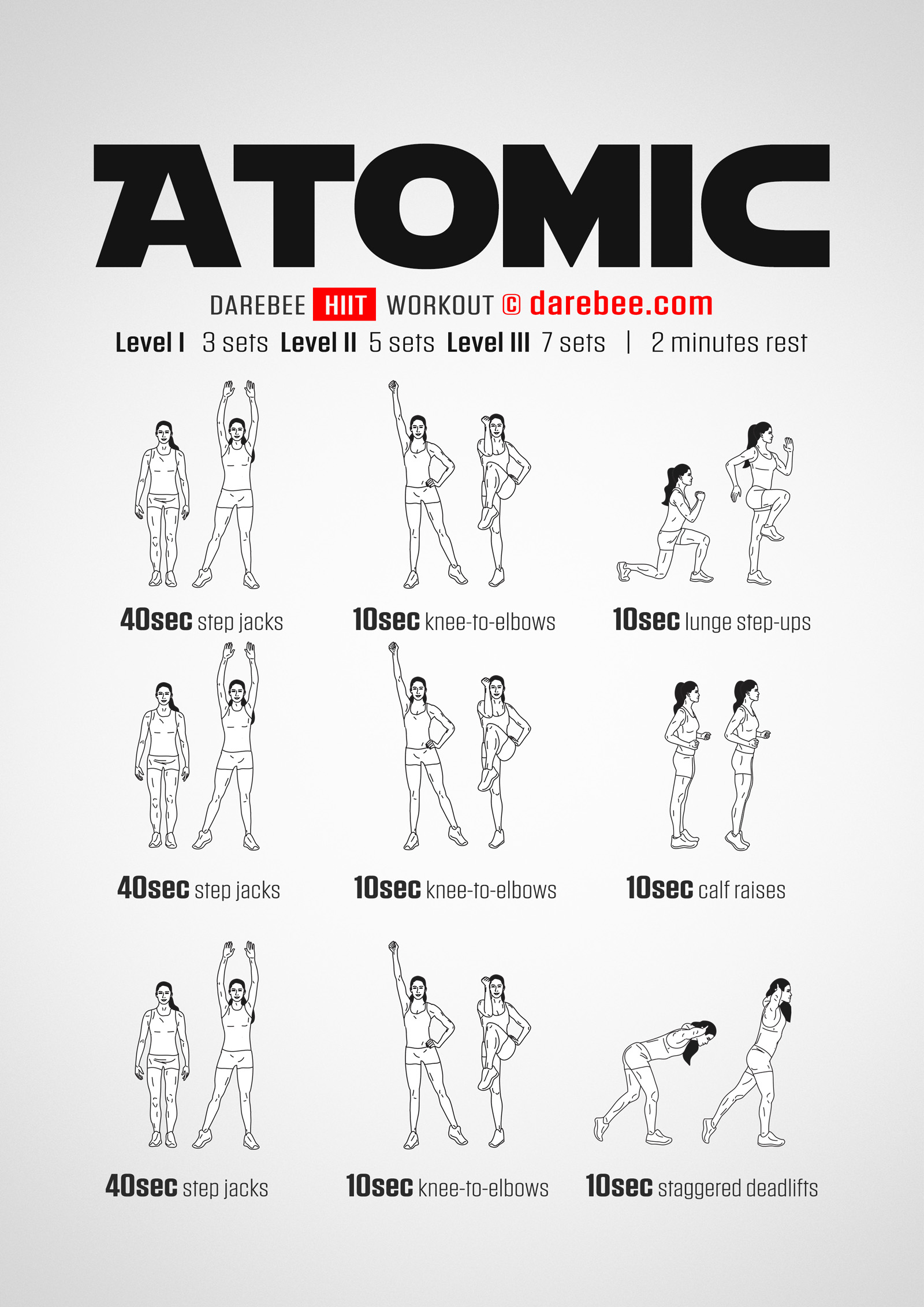 Atomic Workout - complete workout card with exercises and reps