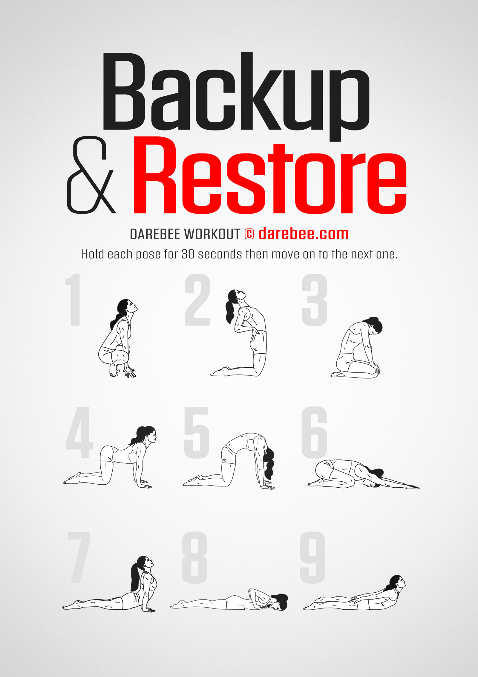 Backup & Restore Workout - complete workout card with exercises and reps