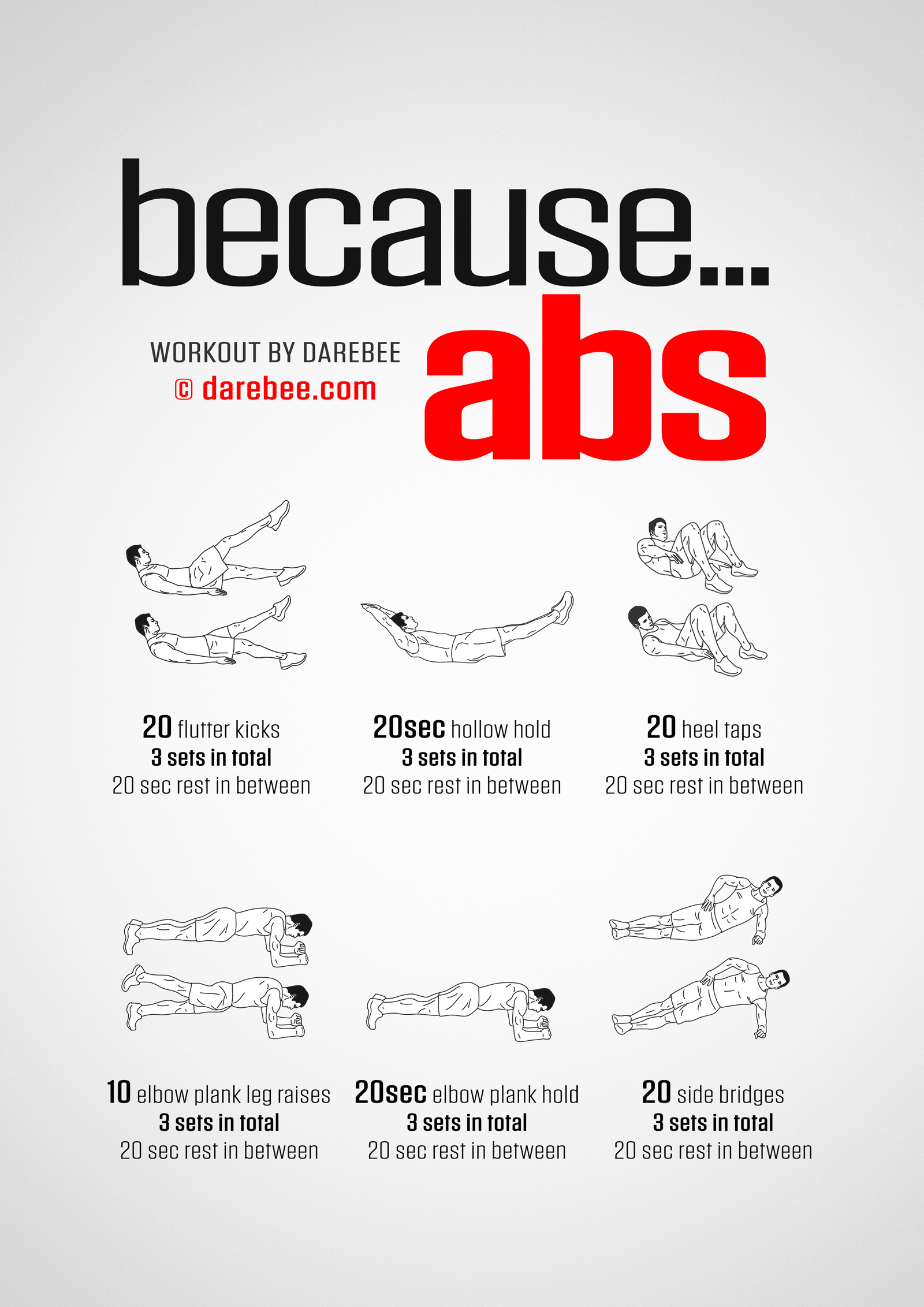 Because Abs Workout - complete workout card with exercises and reps