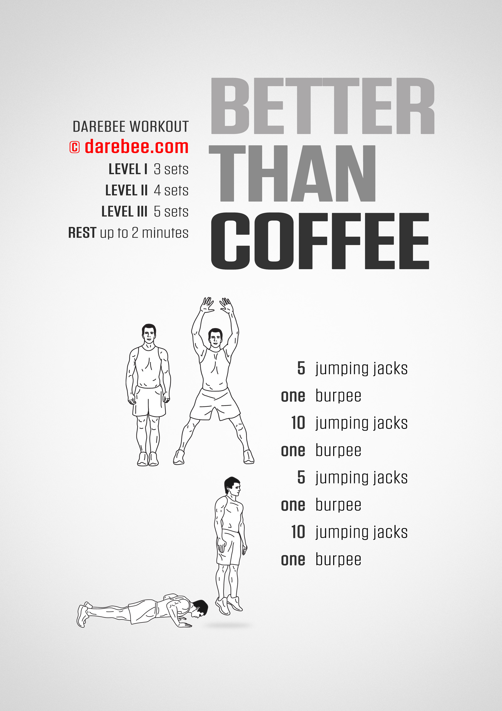 Better Than Coffee Workout - complete workout card with exercises and reps