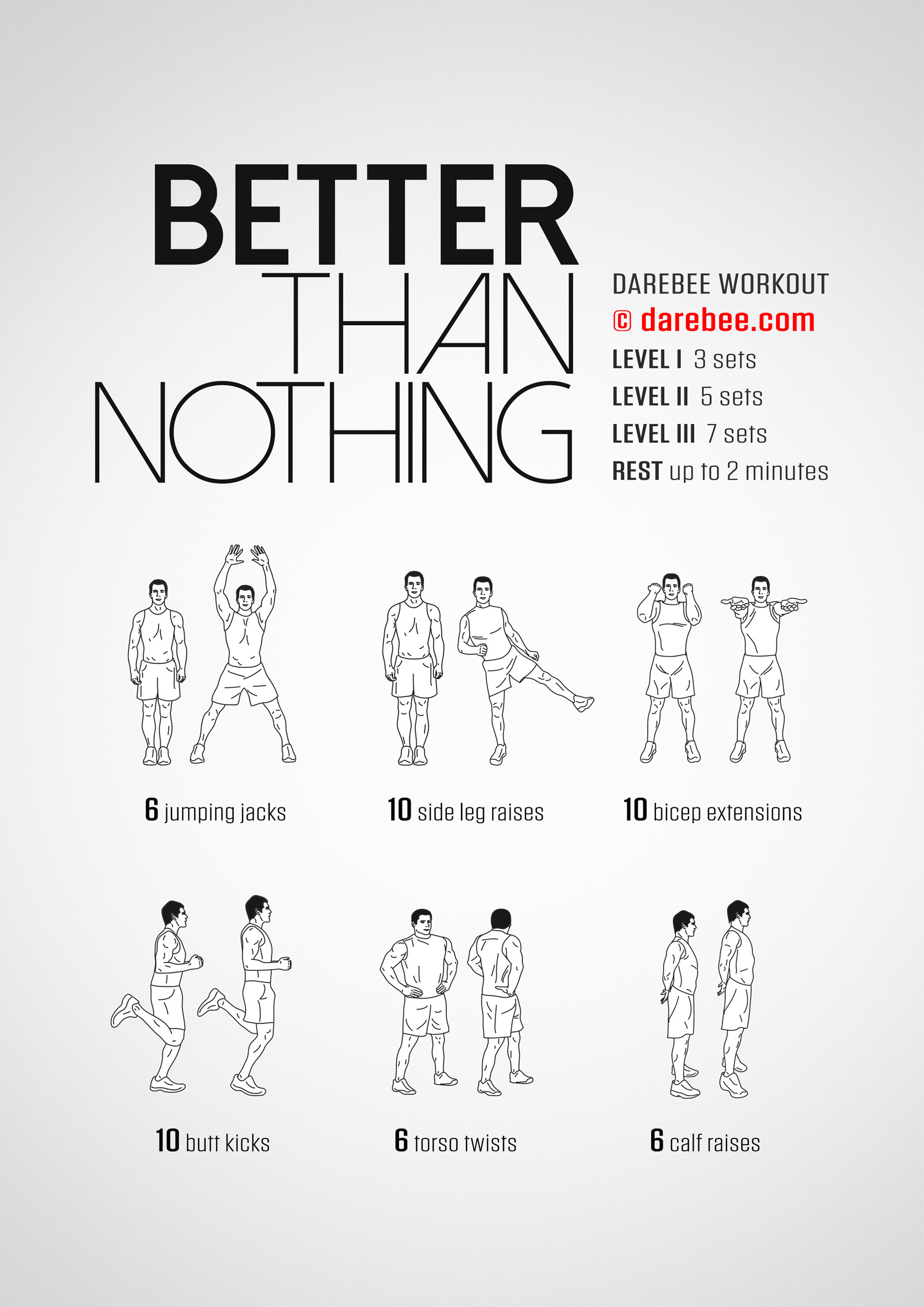 Better Than Nothing Workout - complete workout card with exercises and reps