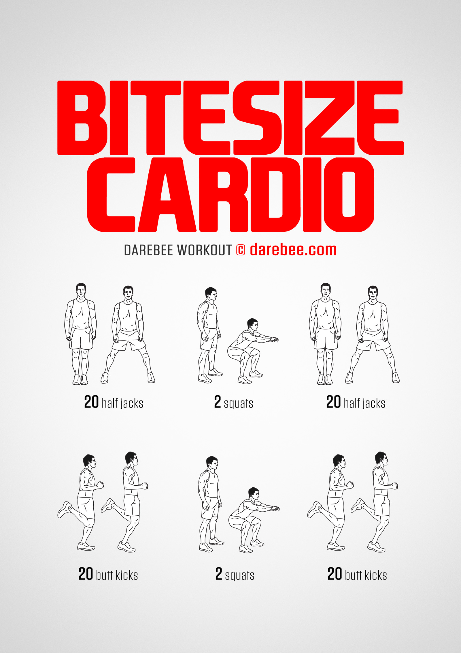 Bitesize Cardio Workout - complete workout card with exercises and reps