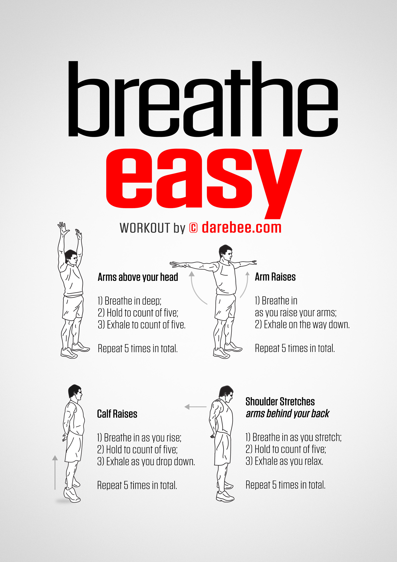 Breathe Easy Workout - complete workout card with exercises and reps