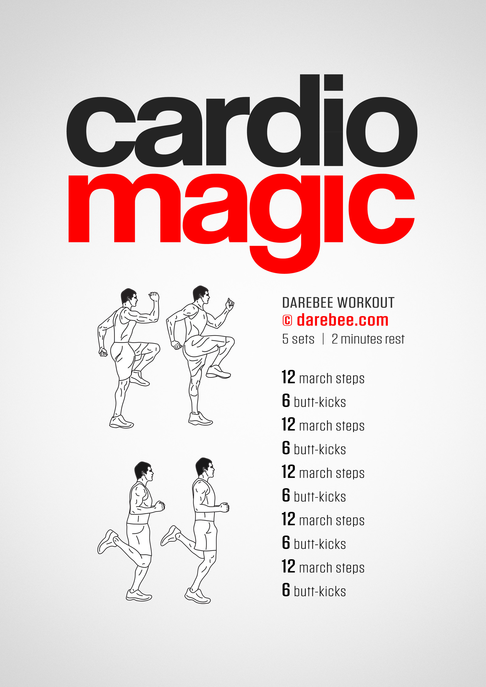 Cardio Magic Workout - complete workout card with exercises and reps