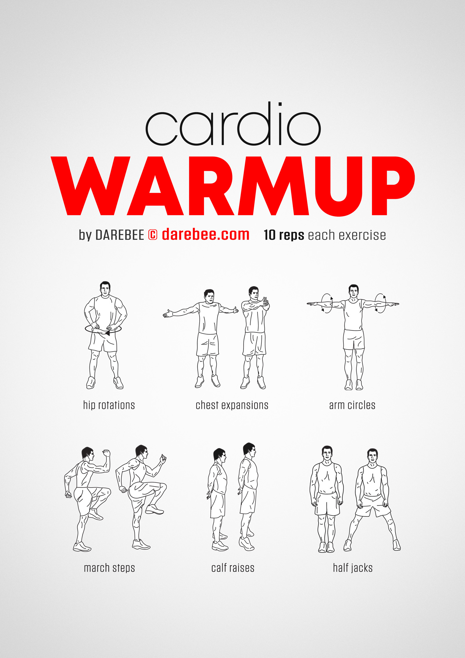 Cardio Warmup - complete workout card with exercises and reps