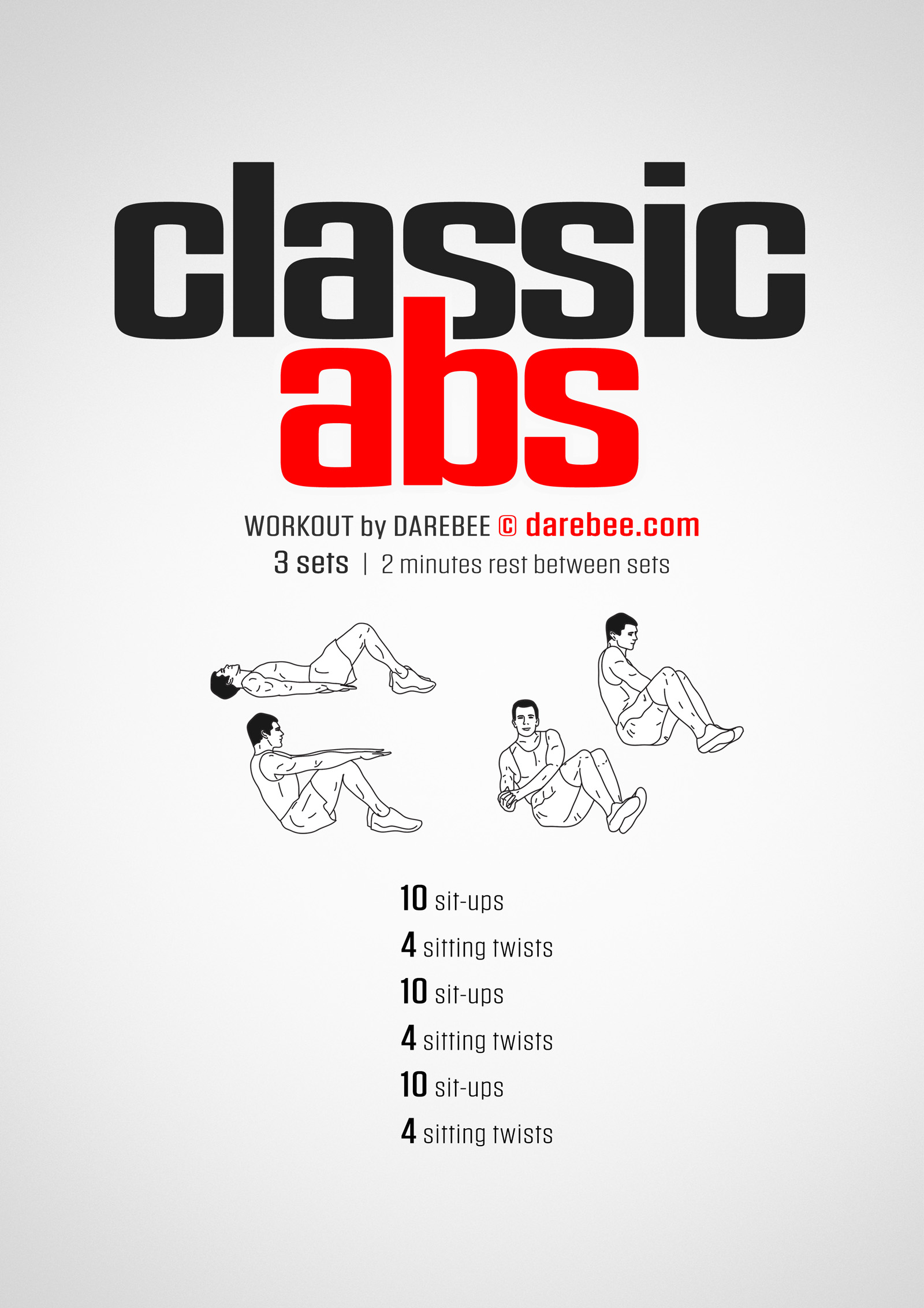 Light abs free workout PDF by Darebee