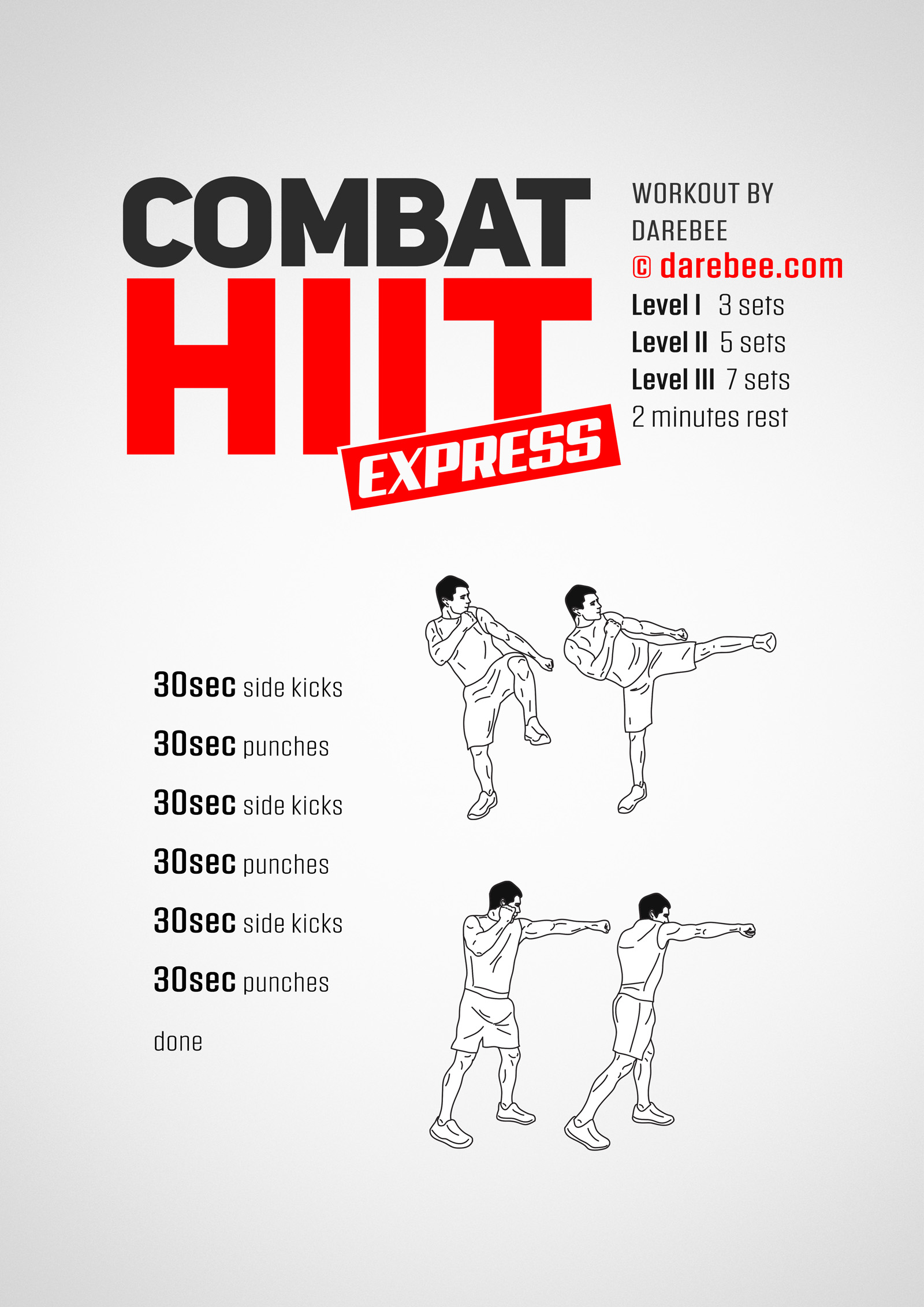 Combat High Intensity Interval Training program from Darebee, totally free