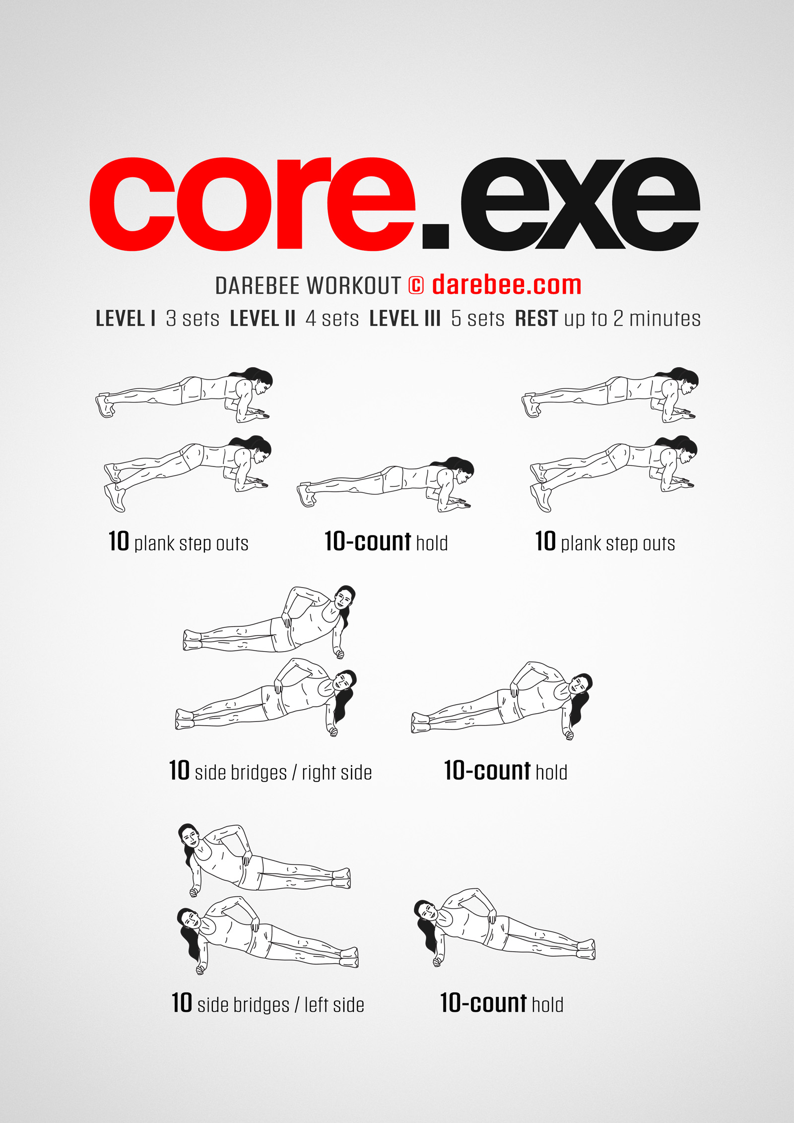Core.exe Workout - complete workout card with exercises and reps