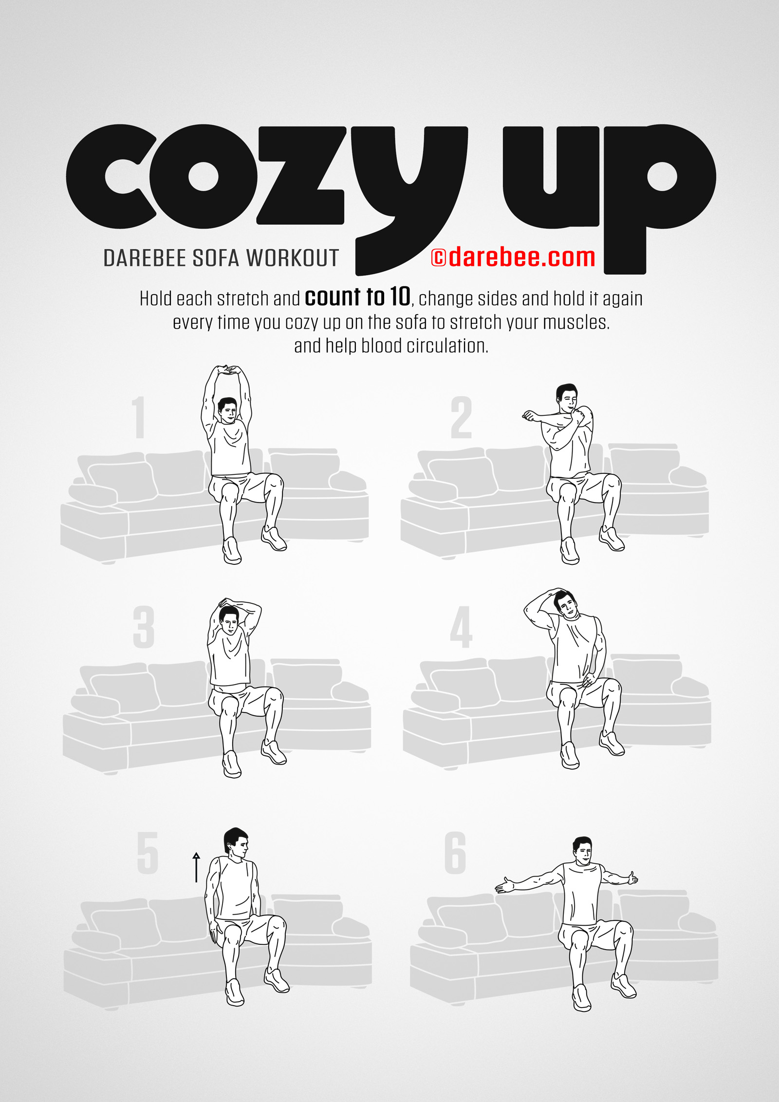 Cozy Up Workout - complete workout card with exercises and reps