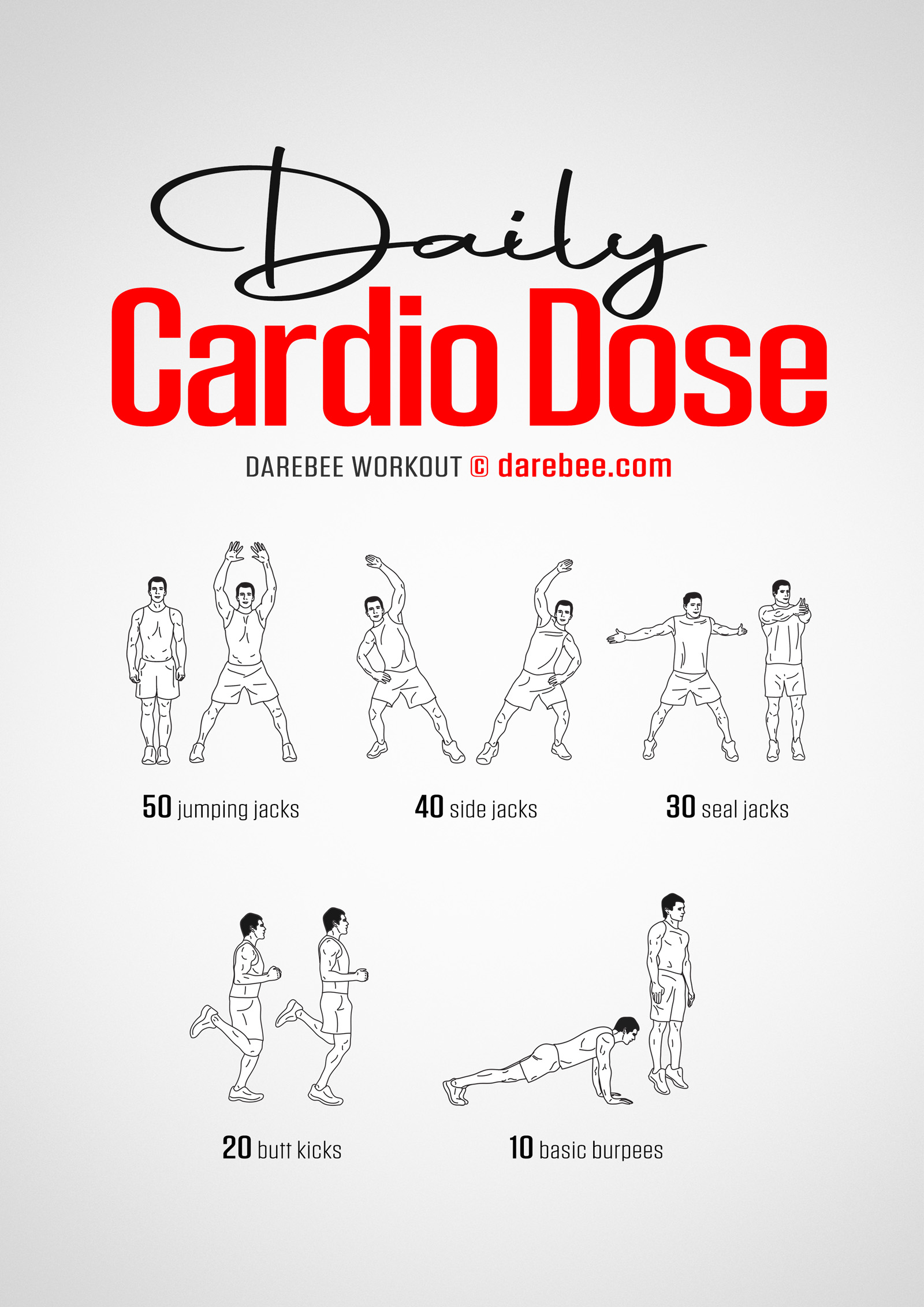 Daily Cardio Dose Workout - complete workout card with exercises and reps