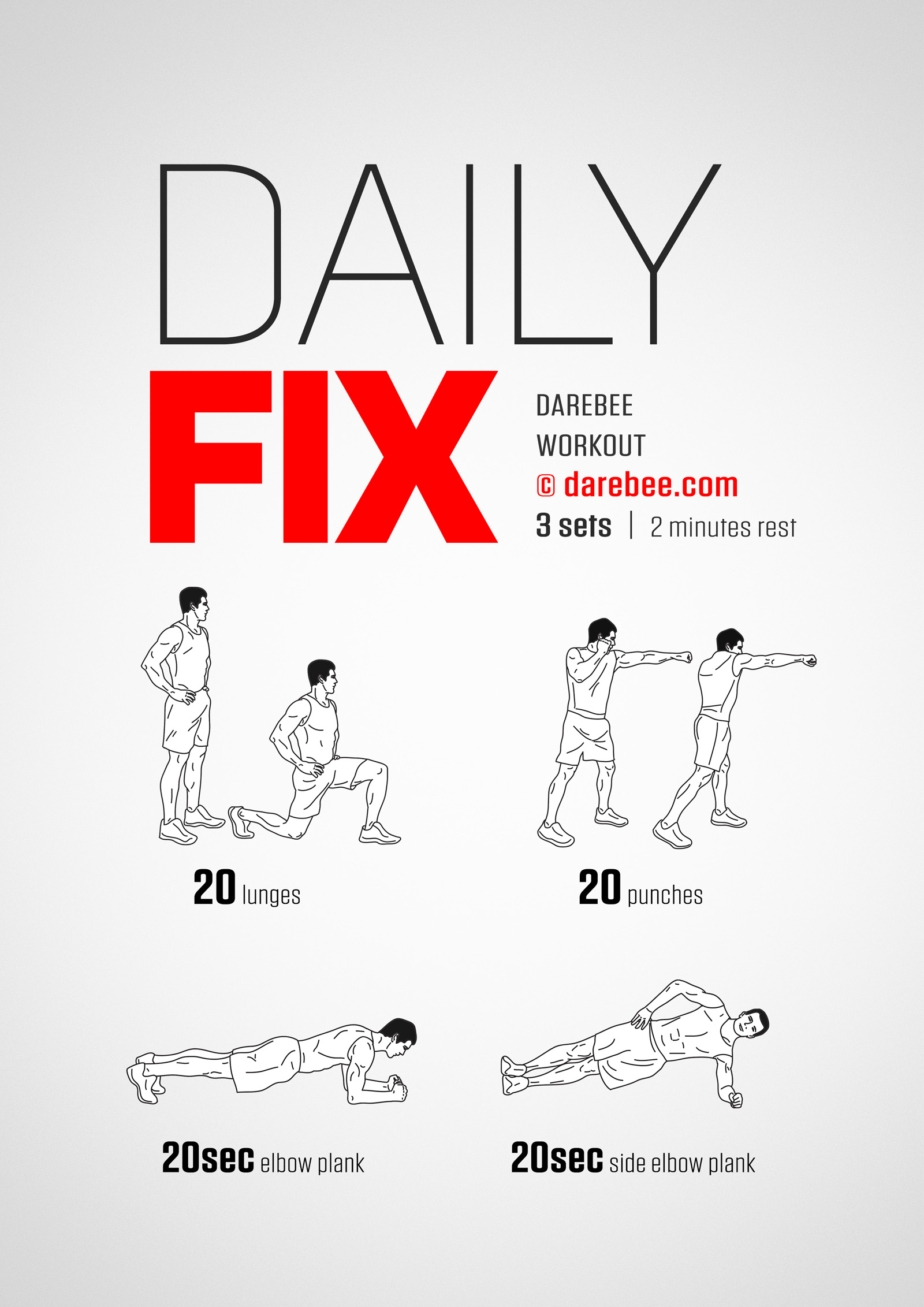 Daily Fix Workout - complete workout card with exercises and reps