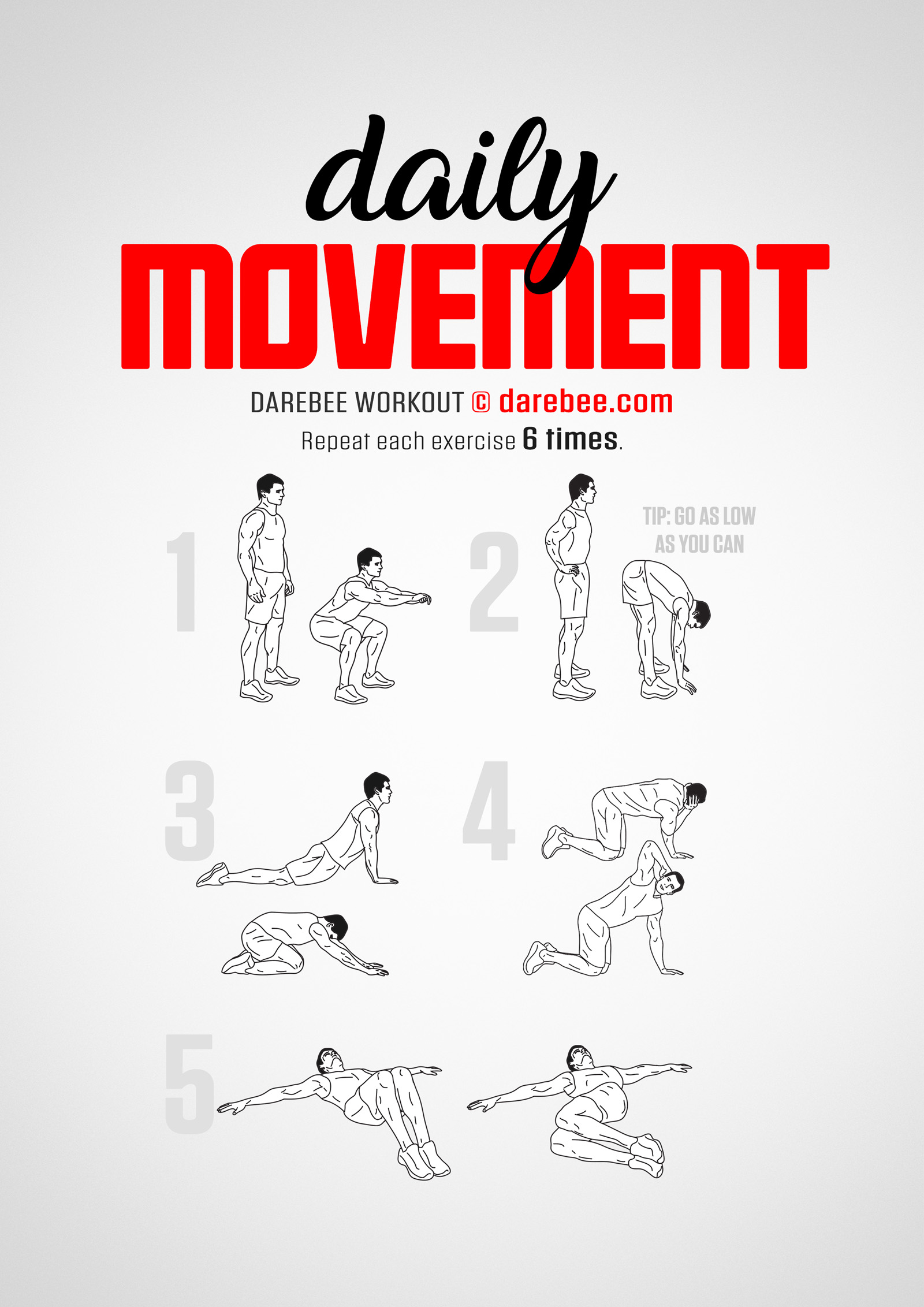 Daily Movement Workout - complete workout card with exercises and reps