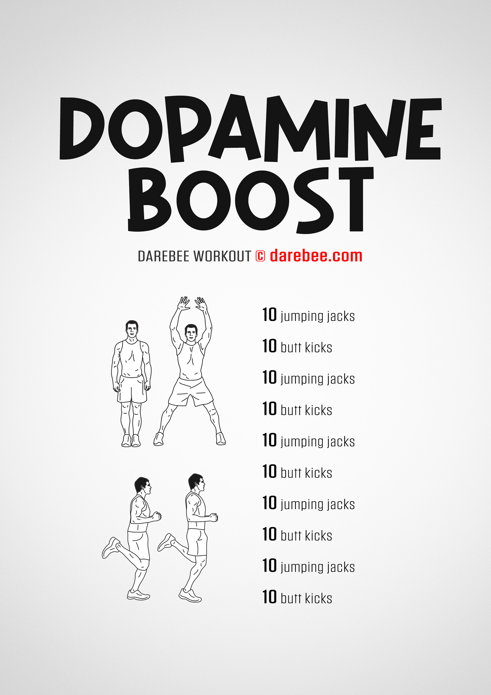 Dopamine Boost Workout - complete workout card with exercises and reps