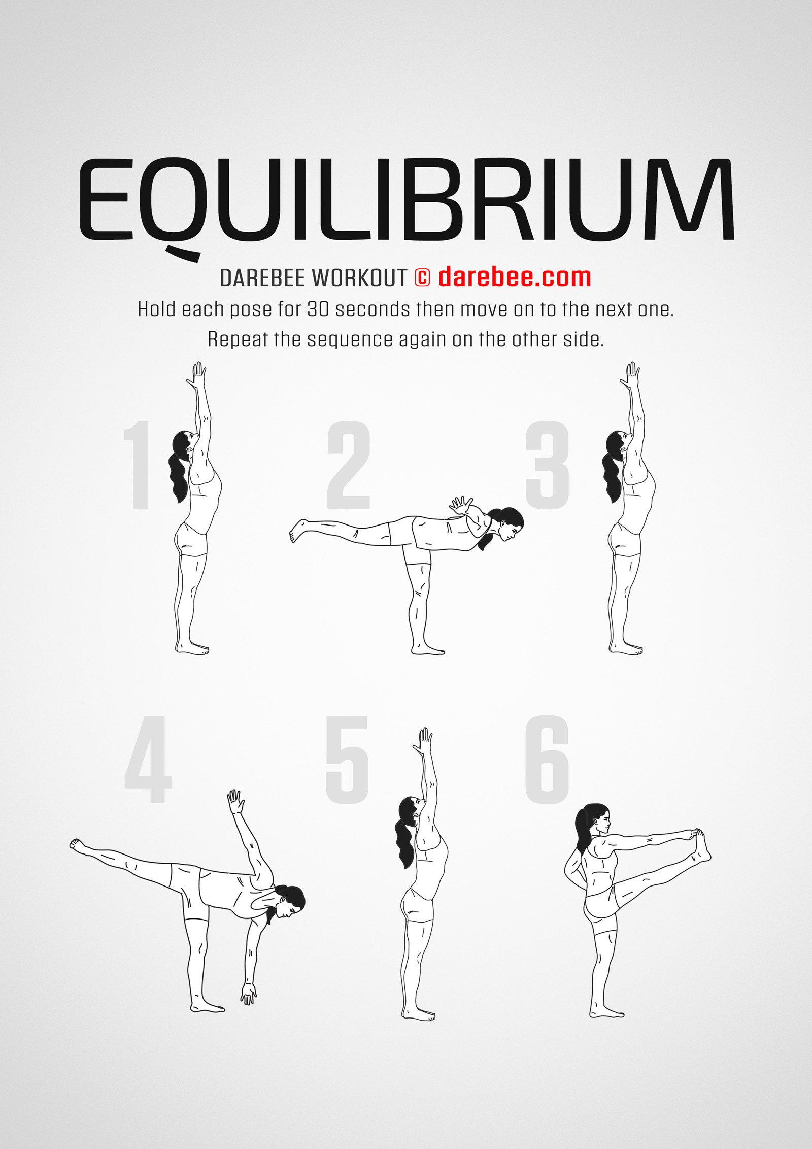 Equilibrium Workout - complete workout card with exercises and reps