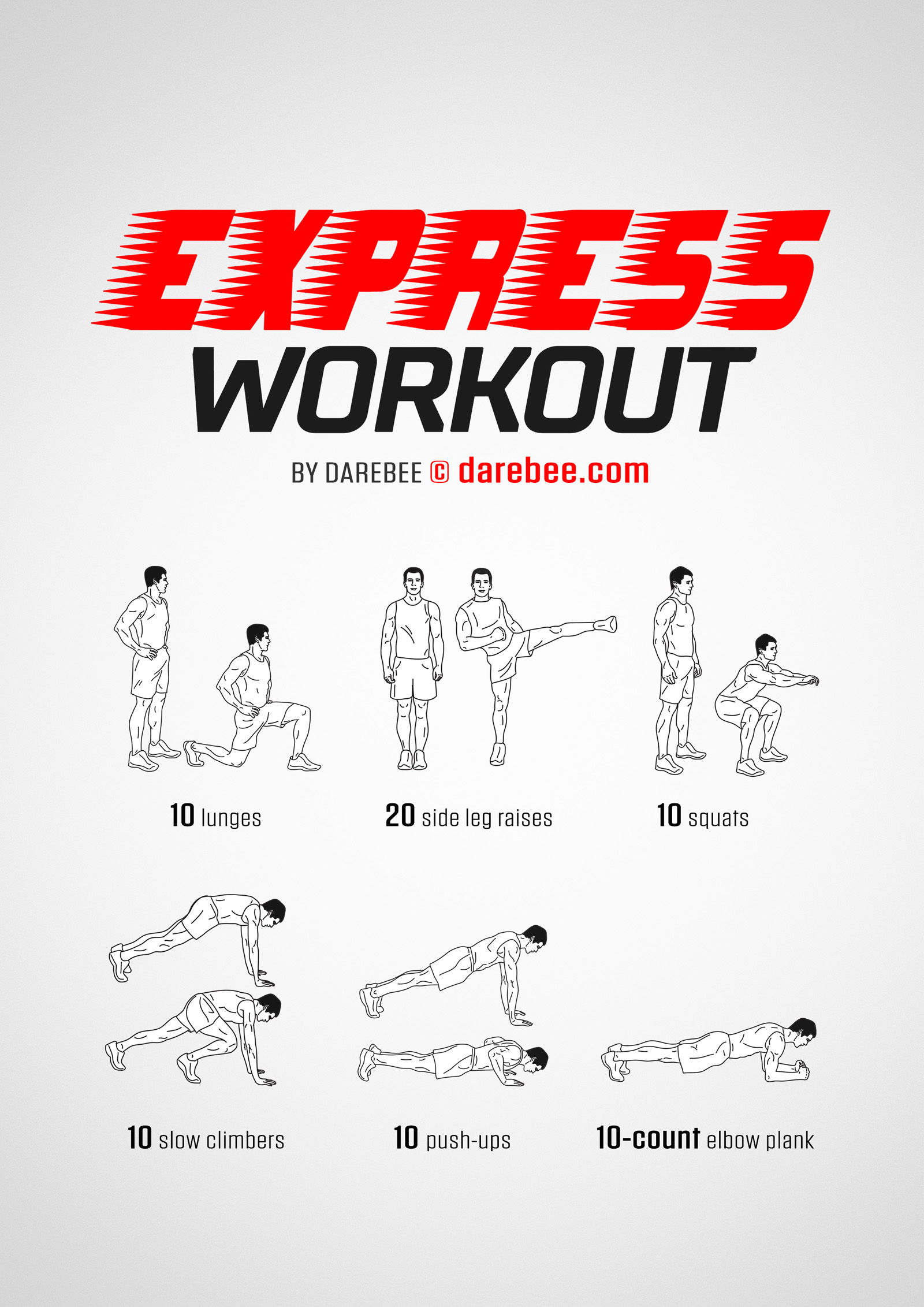 Express Workout is a DAREBEE home fitness no-equipment strength workout you can do at home.