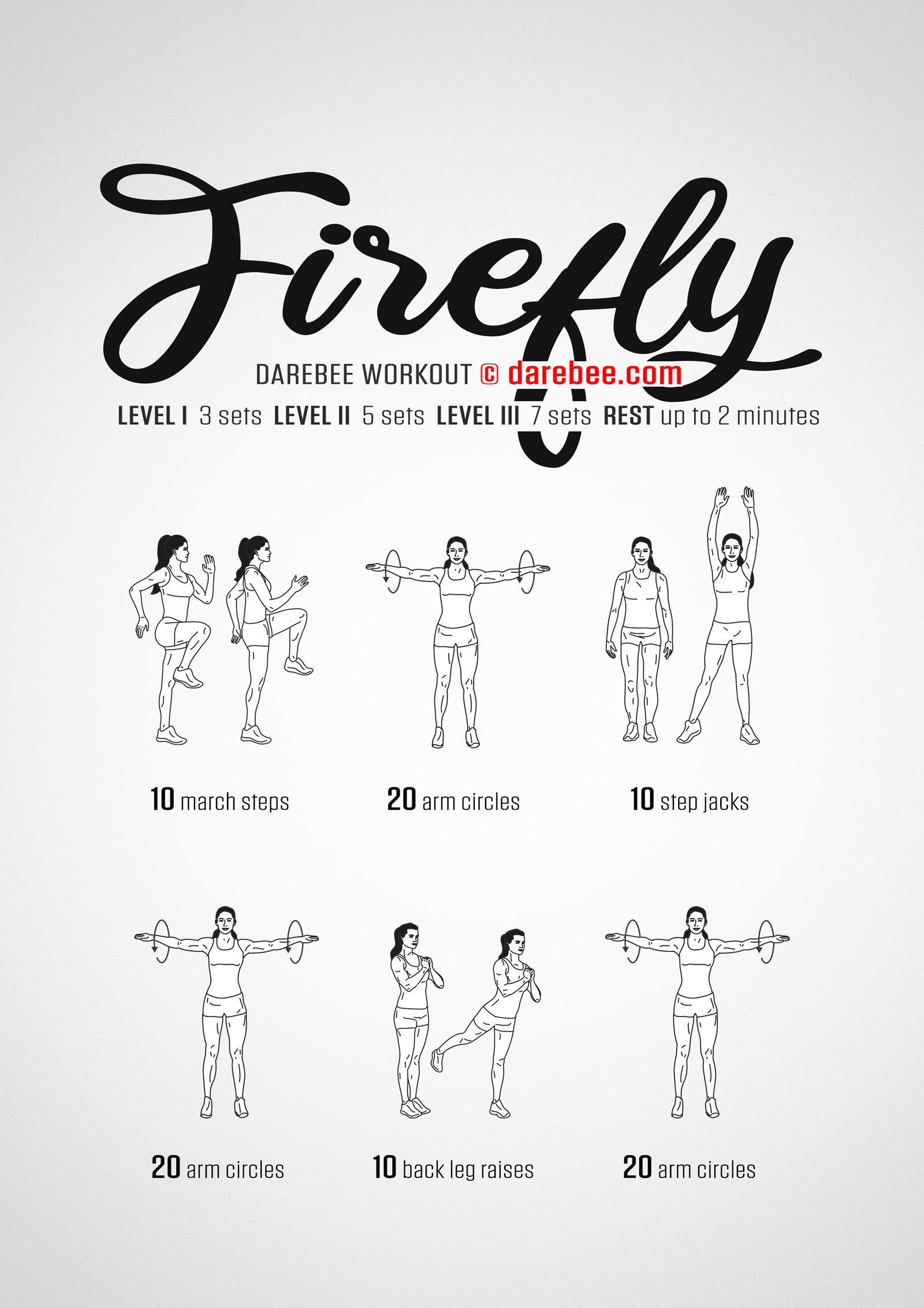 Firefly Workout - complete workout card with exercises and reps