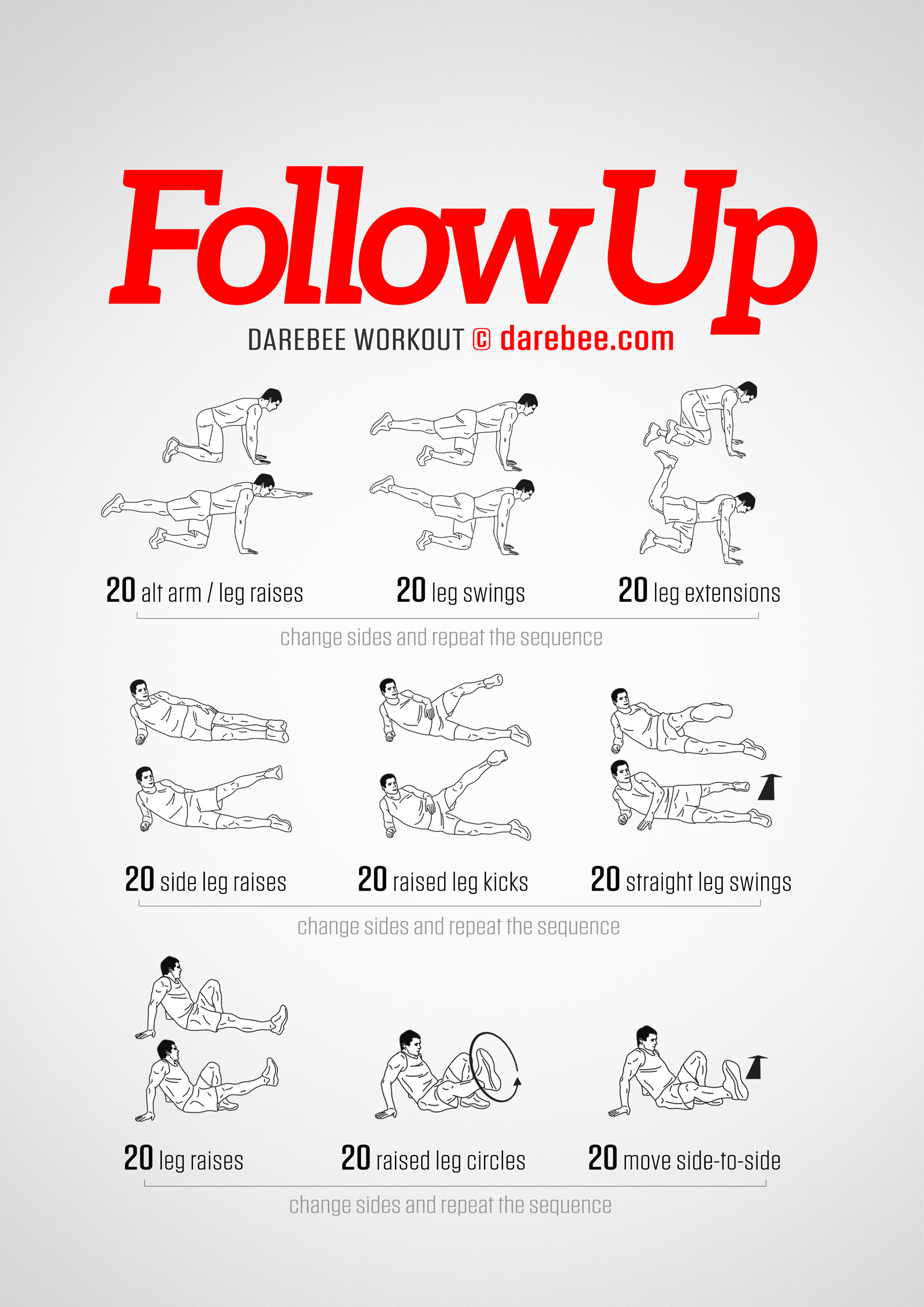 Follow Up Workout - complete workout card with exercises and reps