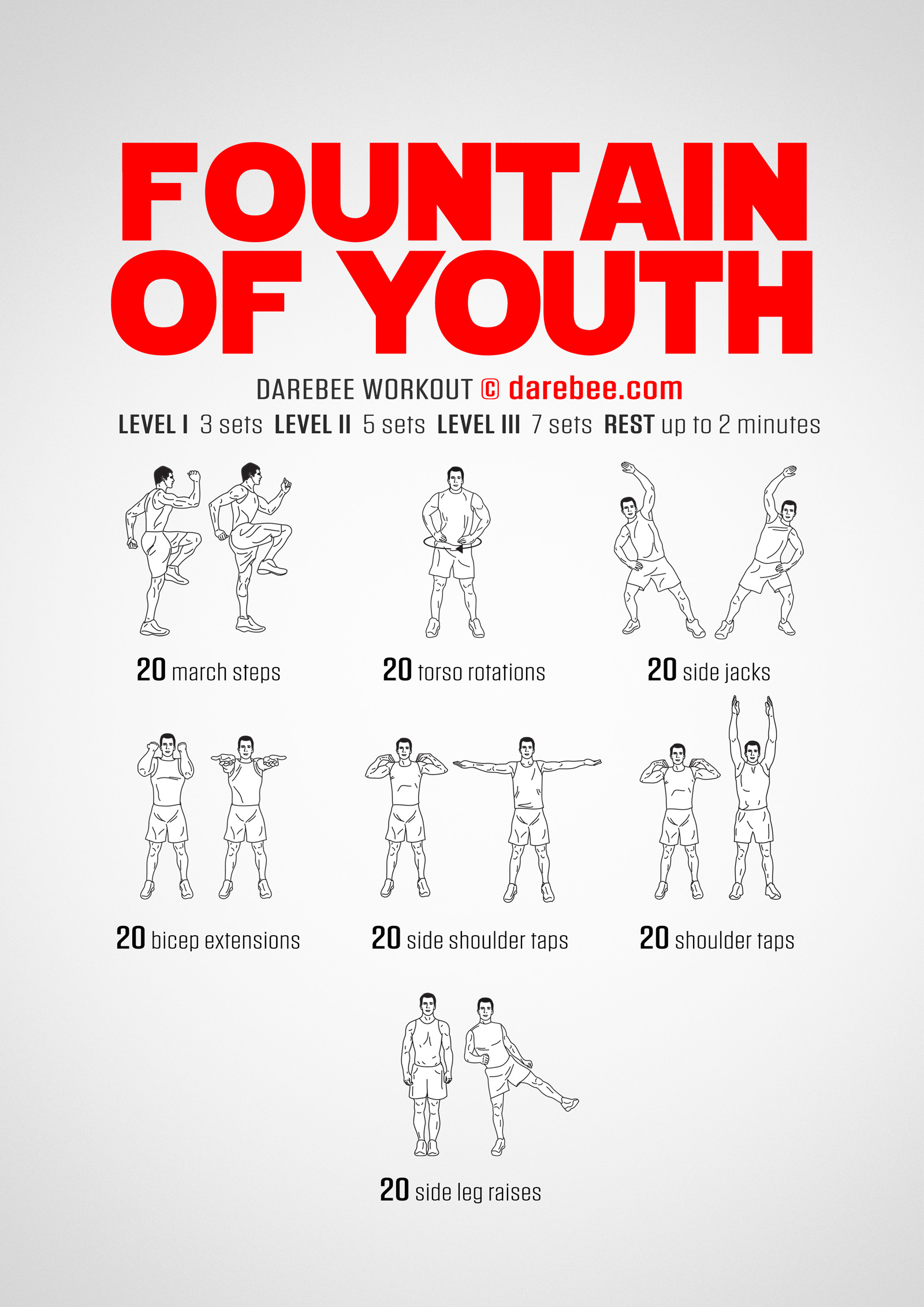 Fountain Of Youth Workout - complete workout card with exercises and reps