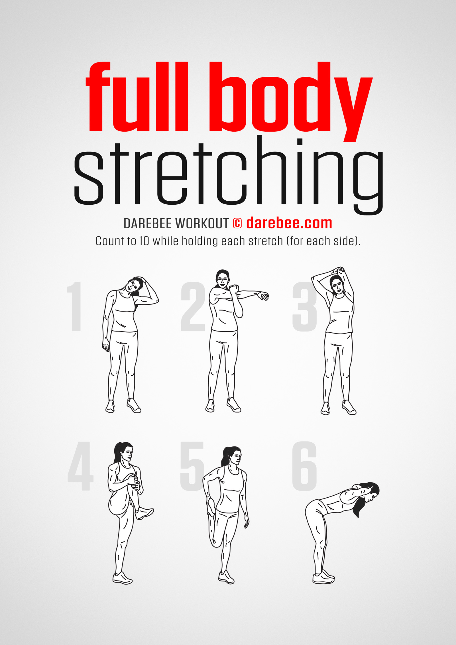 Full Body Stretch - complete workout card with exercises and reps