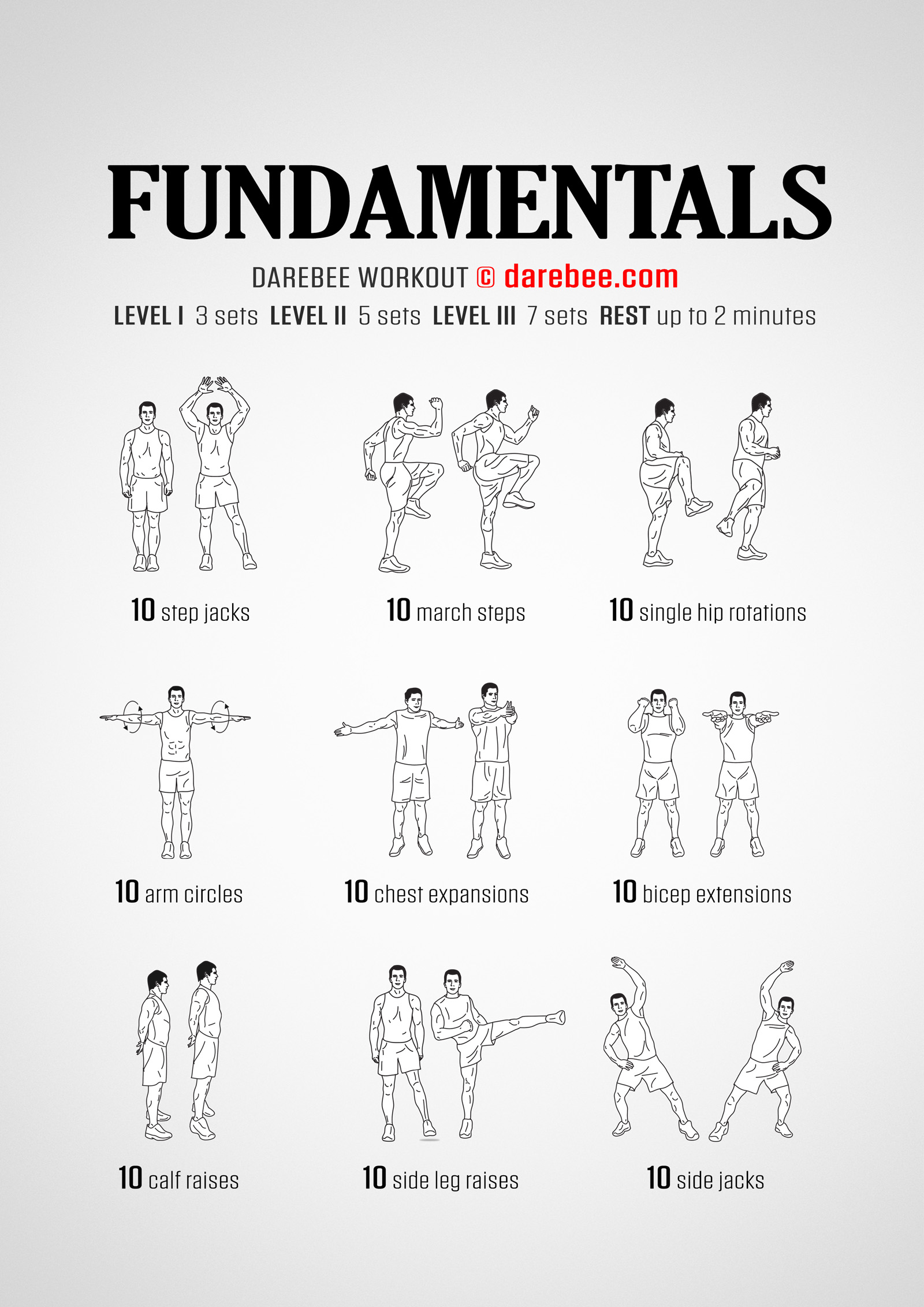 Fundamentals Workout - complete workout card with exercises and reps