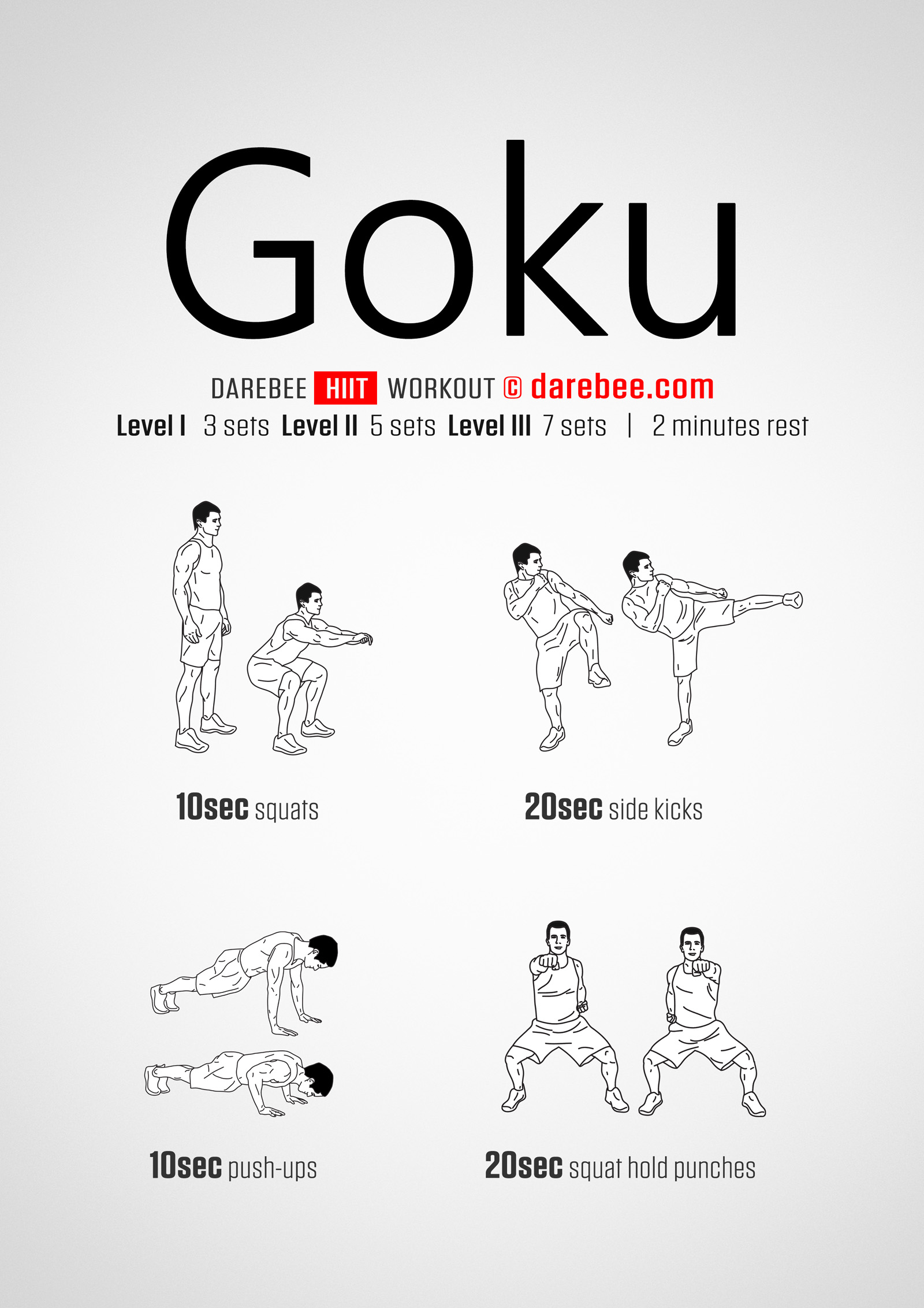 Goku HIIT Workout - complete workout card with exercises and reps