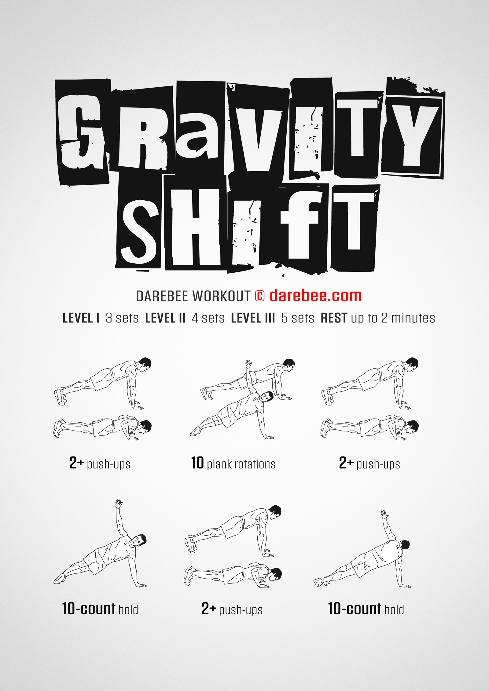 Gravity Shift Workout - complete workout card with exercises and reps