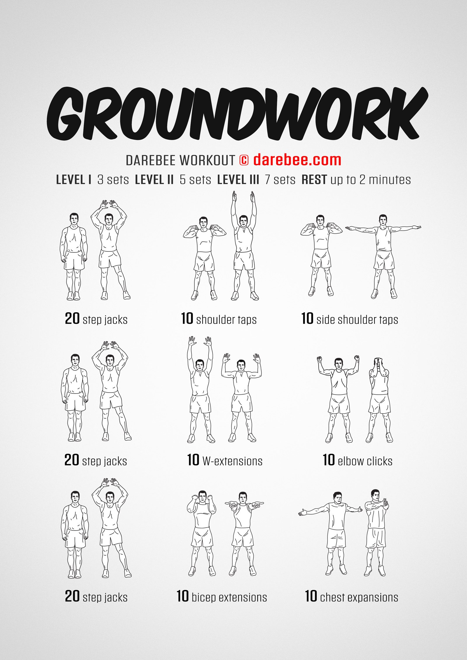 Groundwork Workout - complete workout card with exercises and reps