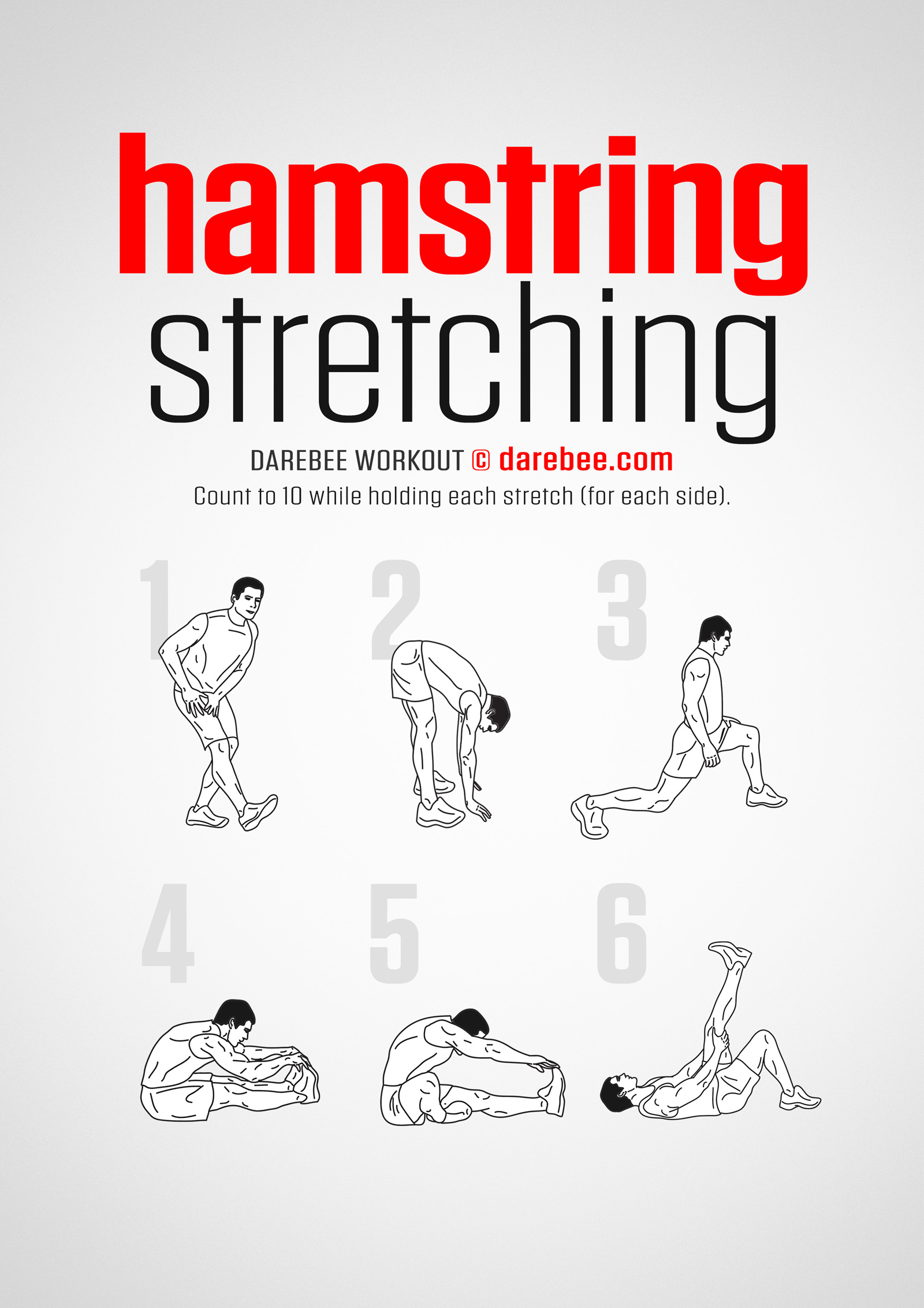 Hamstring Stretch - complete workout card with exercises and reps