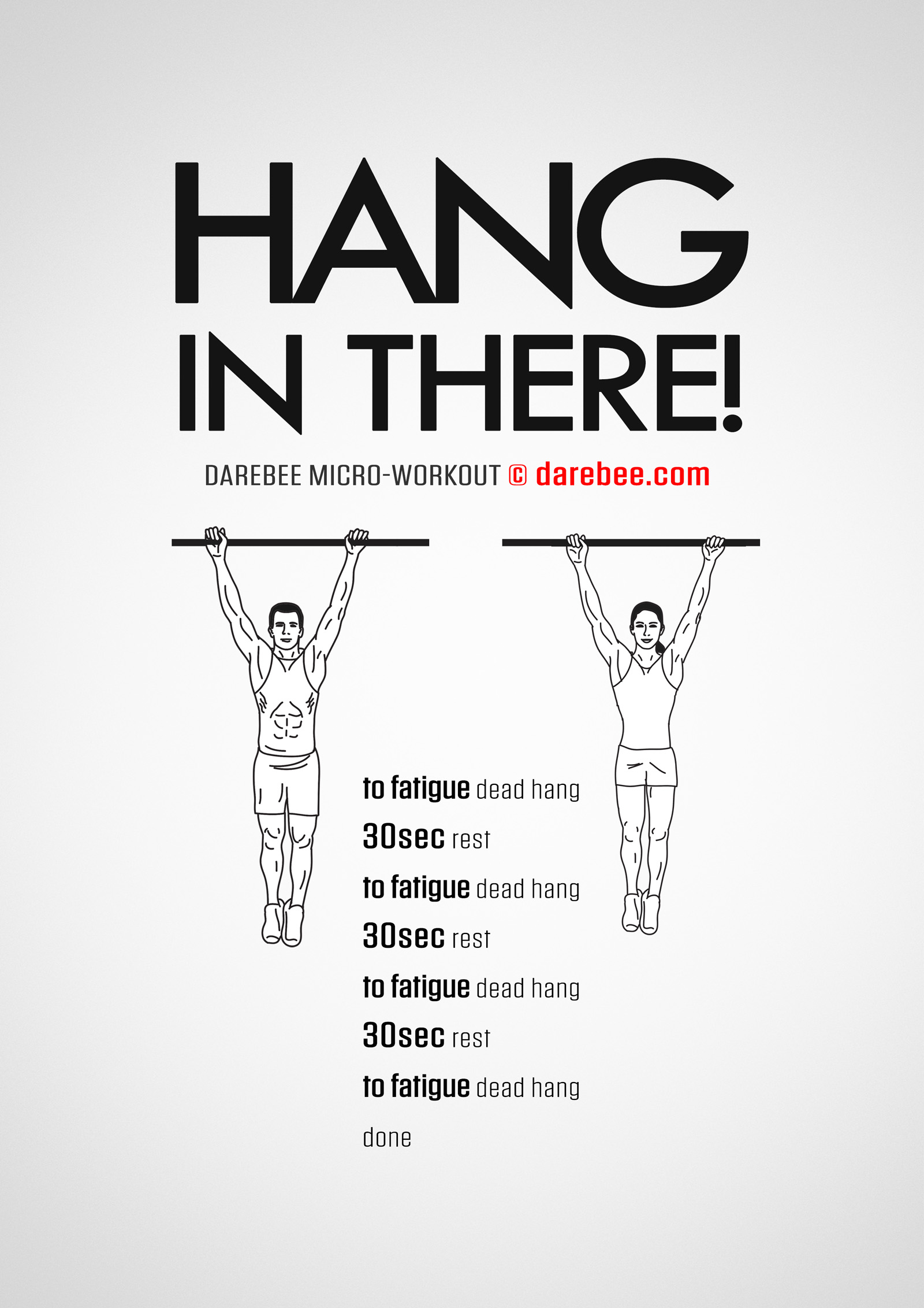 Hang In There! Workout - complete workout card with exercises and reps