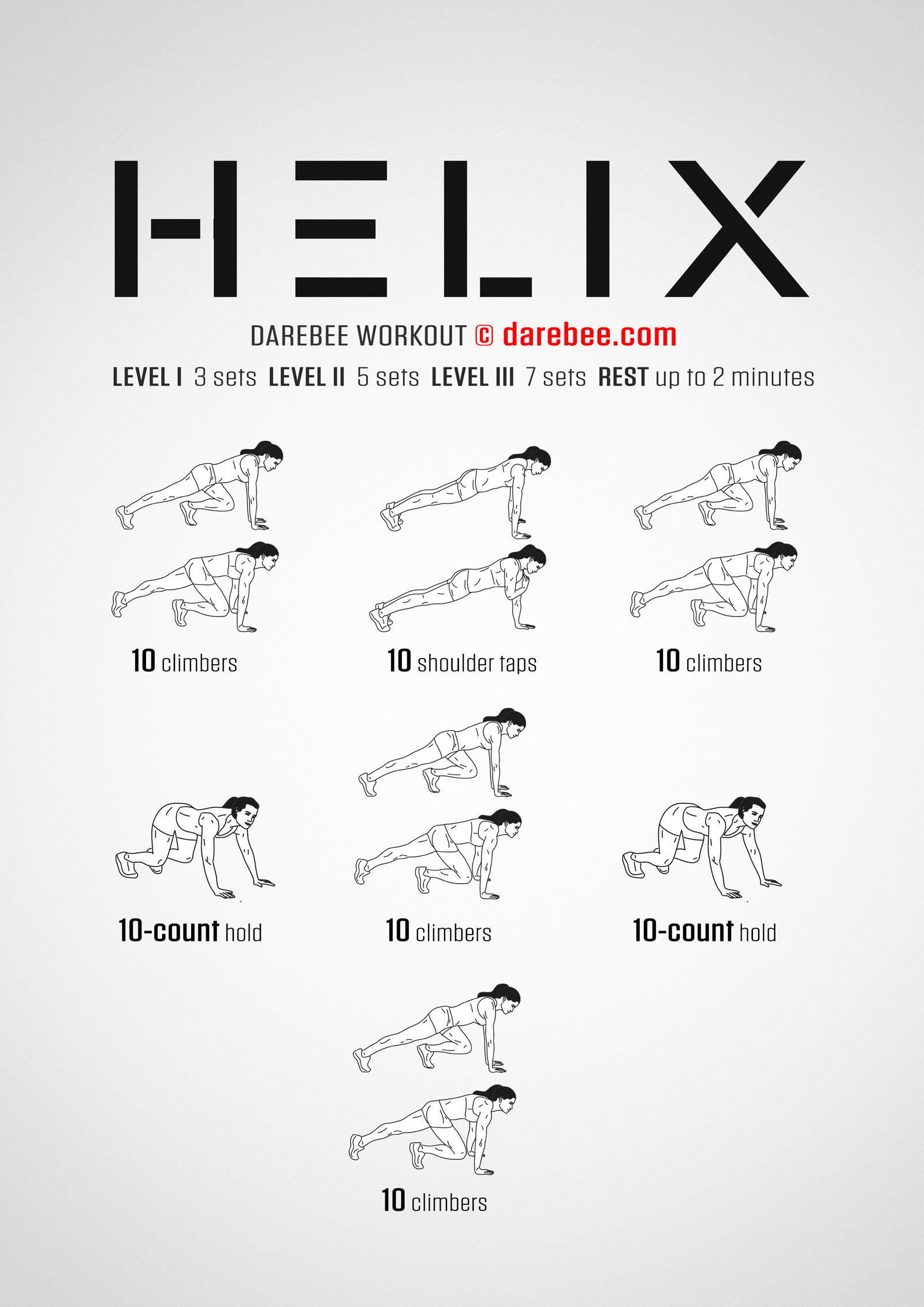 Helix Workout - complete workout card with exercises and reps