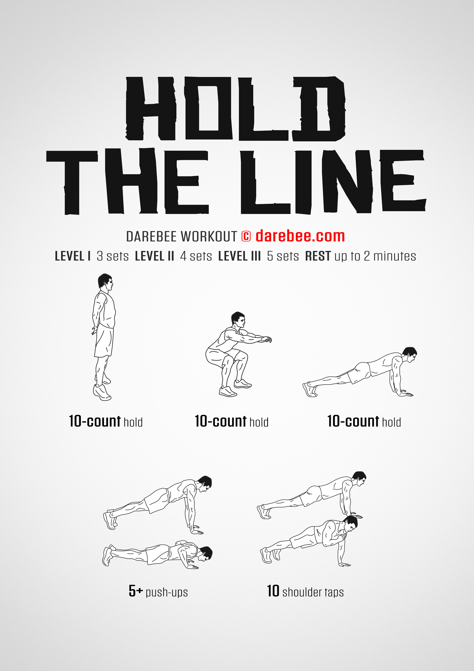 Hold the Line Workout - complete workout card with exercises and reps