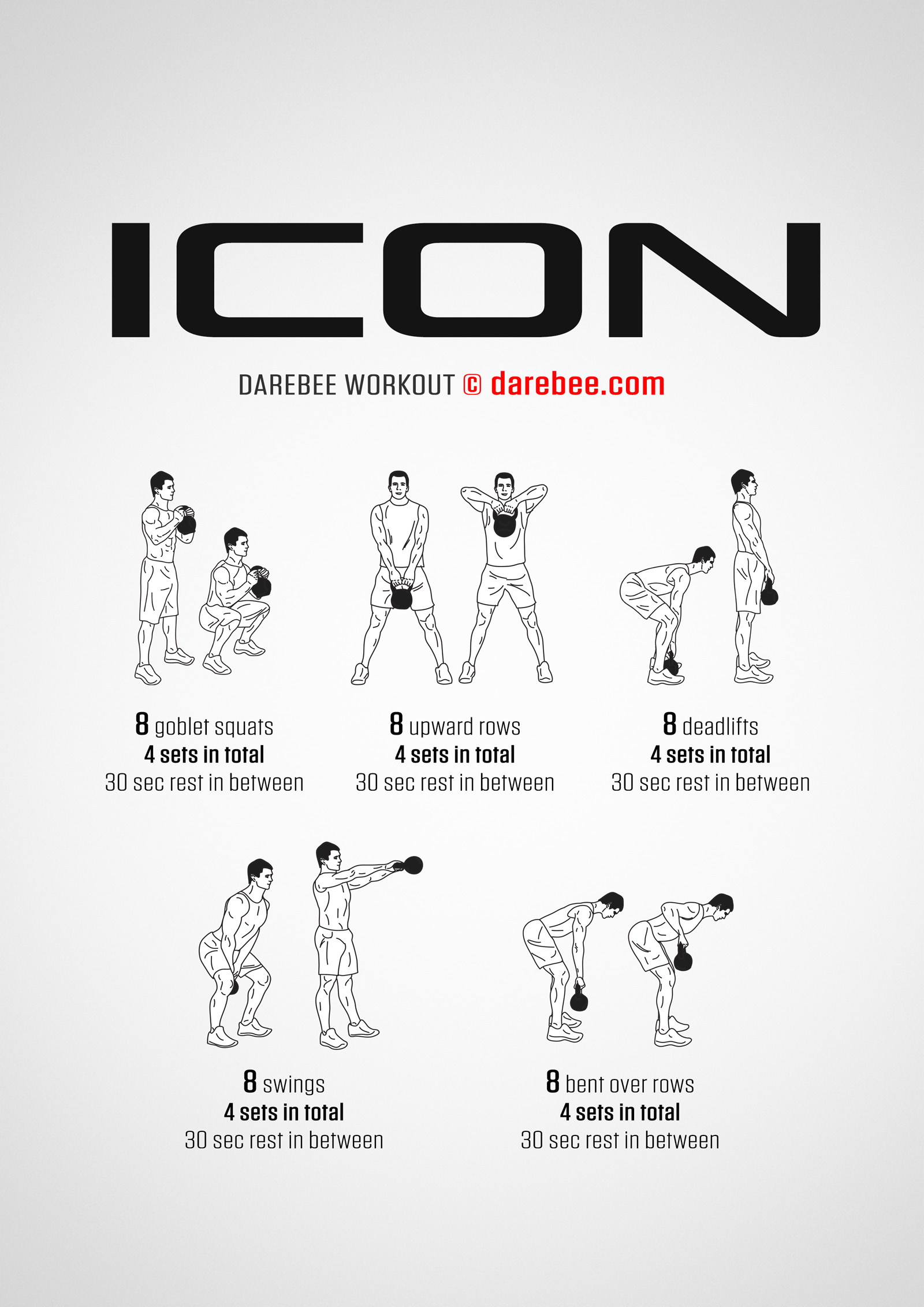 Icon Workout - complete workout card with exercises and reps
