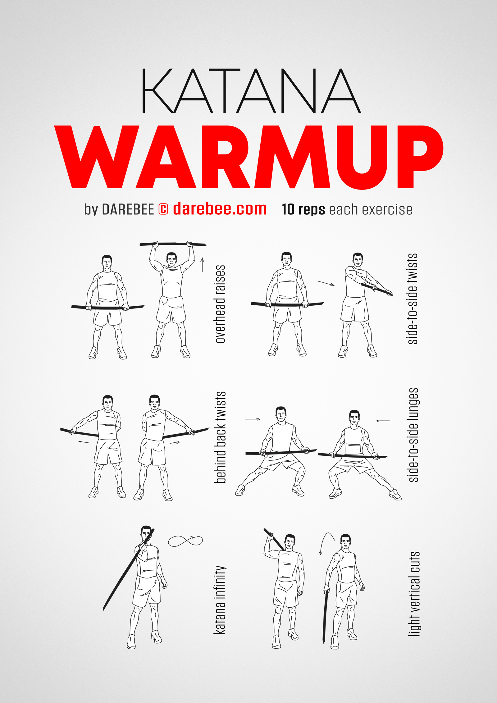 Katana Warmup - complete workout card with exercises and reps
