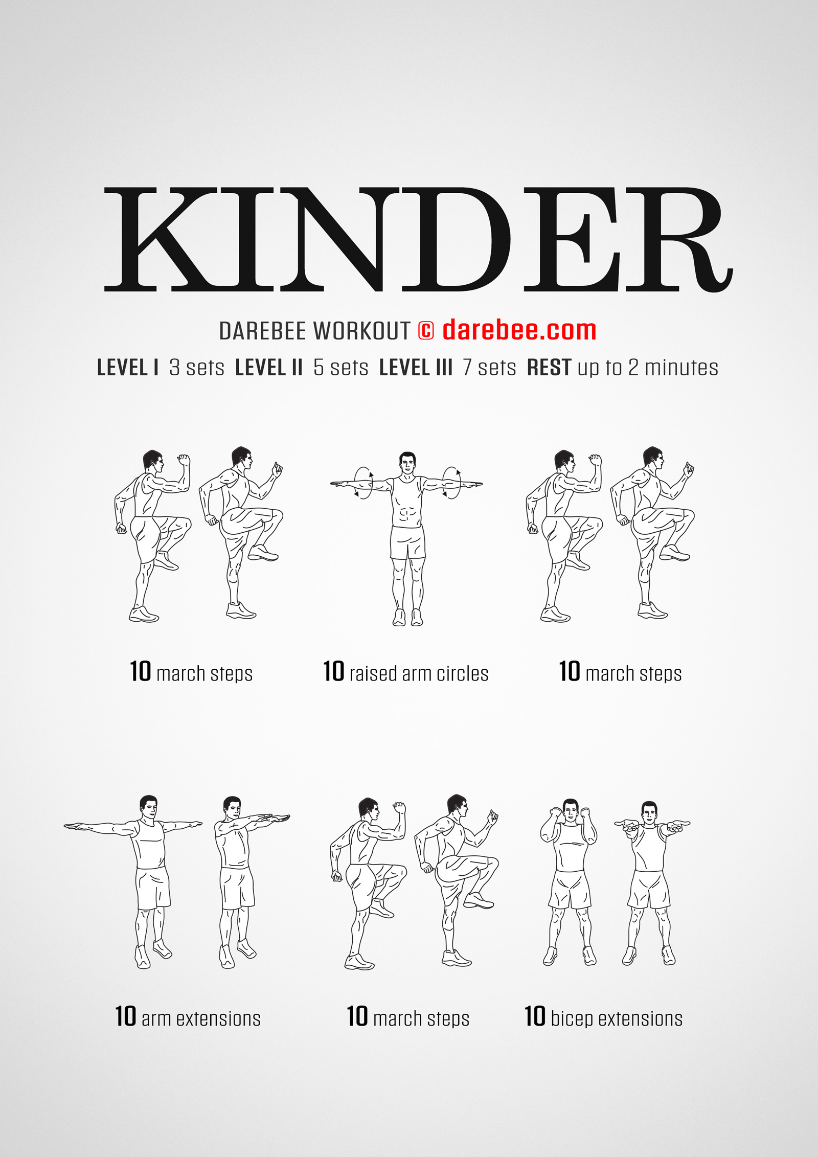 Kinder Workout - complete workout card with exercises and reps