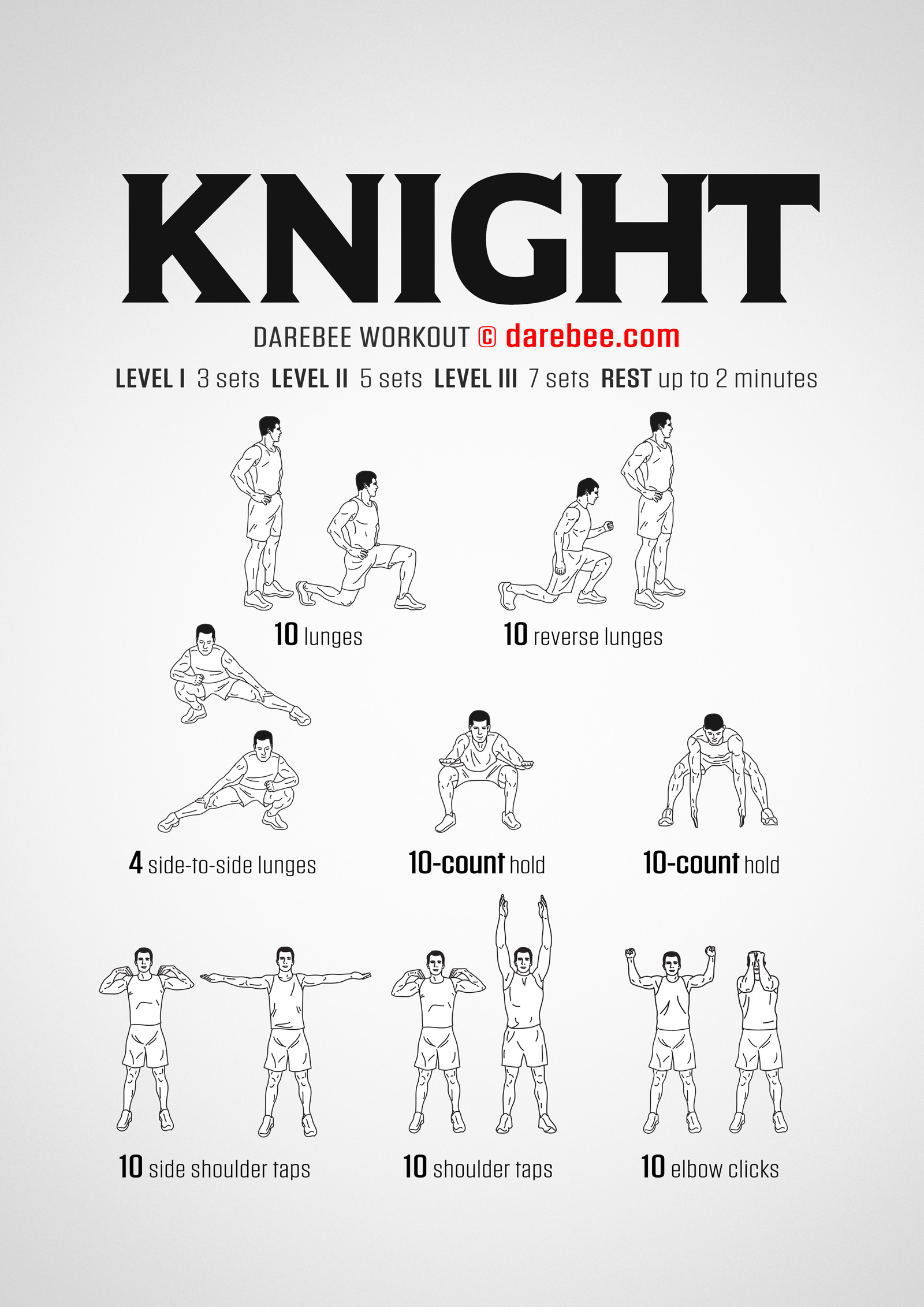 Knight Workout - complete workout card with exercises and reps