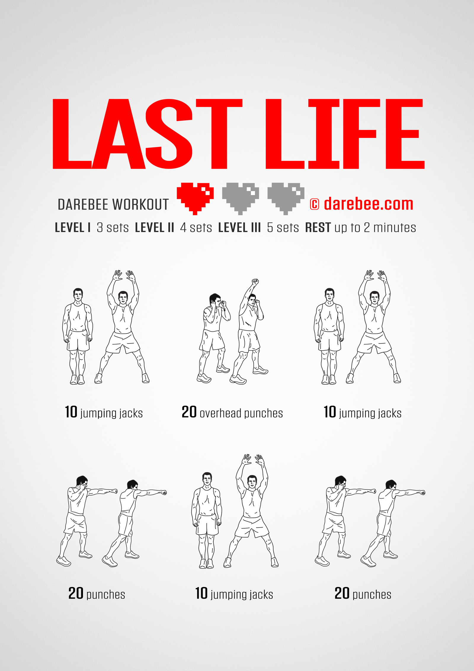 Last Life Workout - complete workout card with exercises and reps
