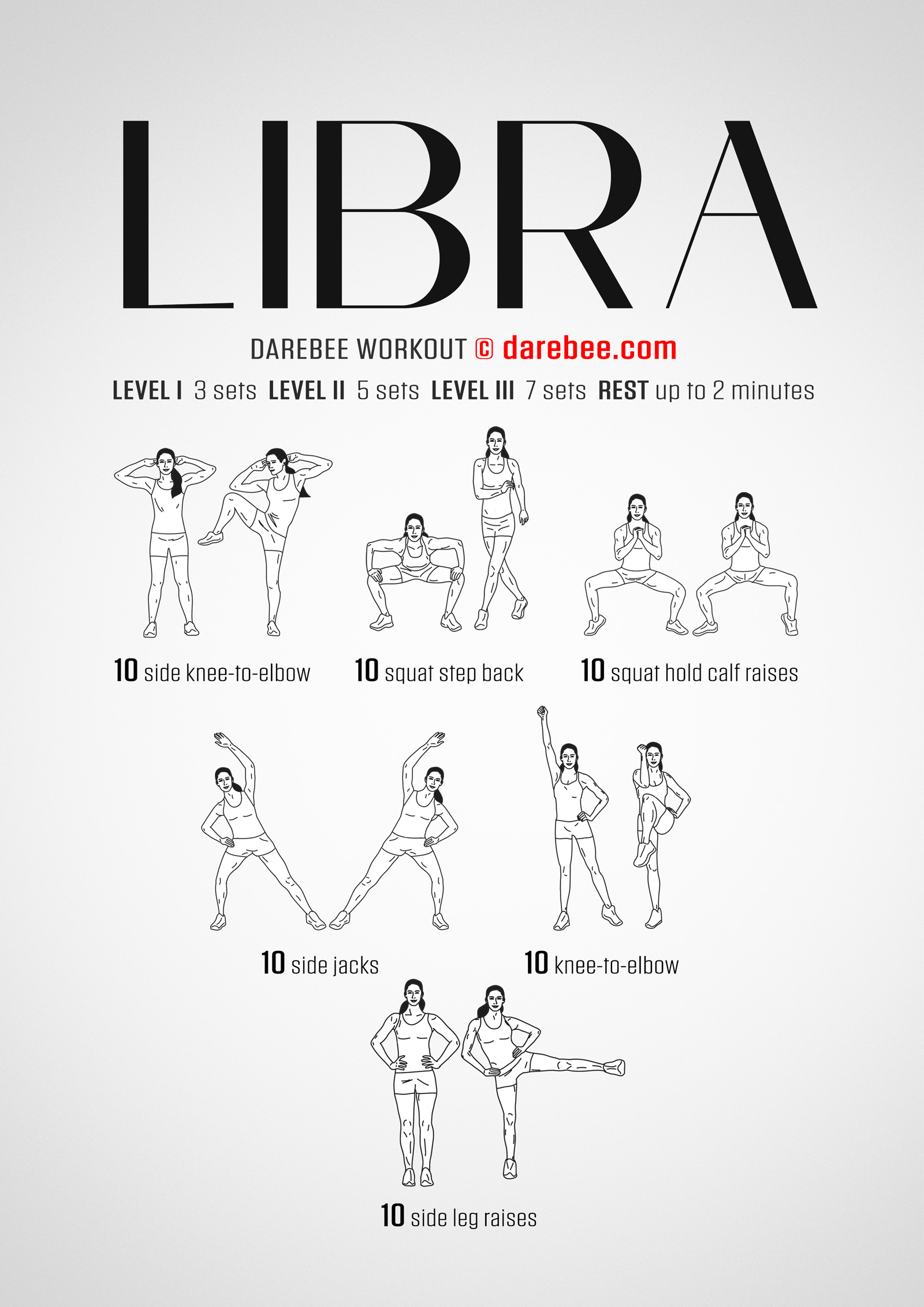Libra Workout - complete workout card with exercises and reps