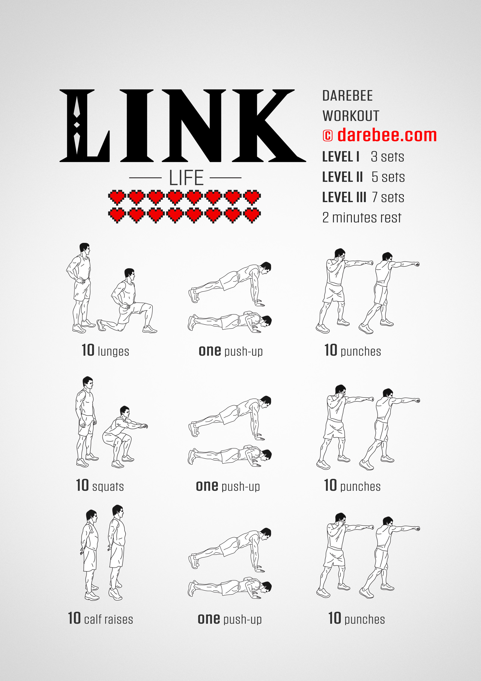 Link Workout - complete workout card with exercises and reps